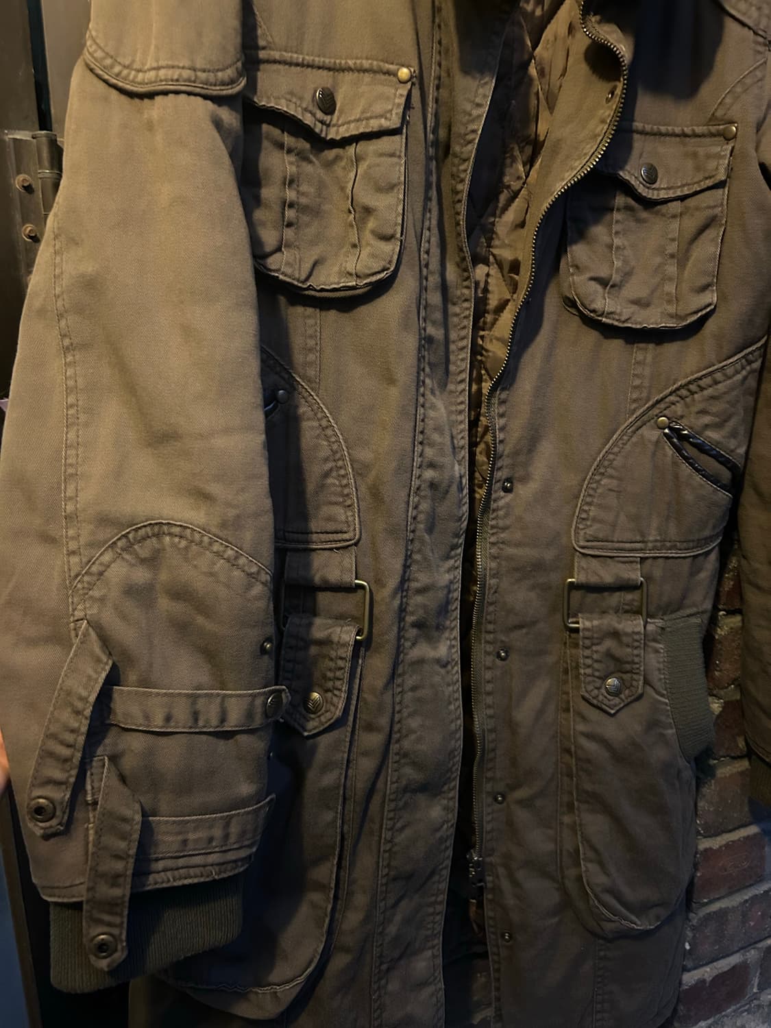 *rare design* 2000s 그런지 기믹 포켓 롱 야상자켓 상품이미지3