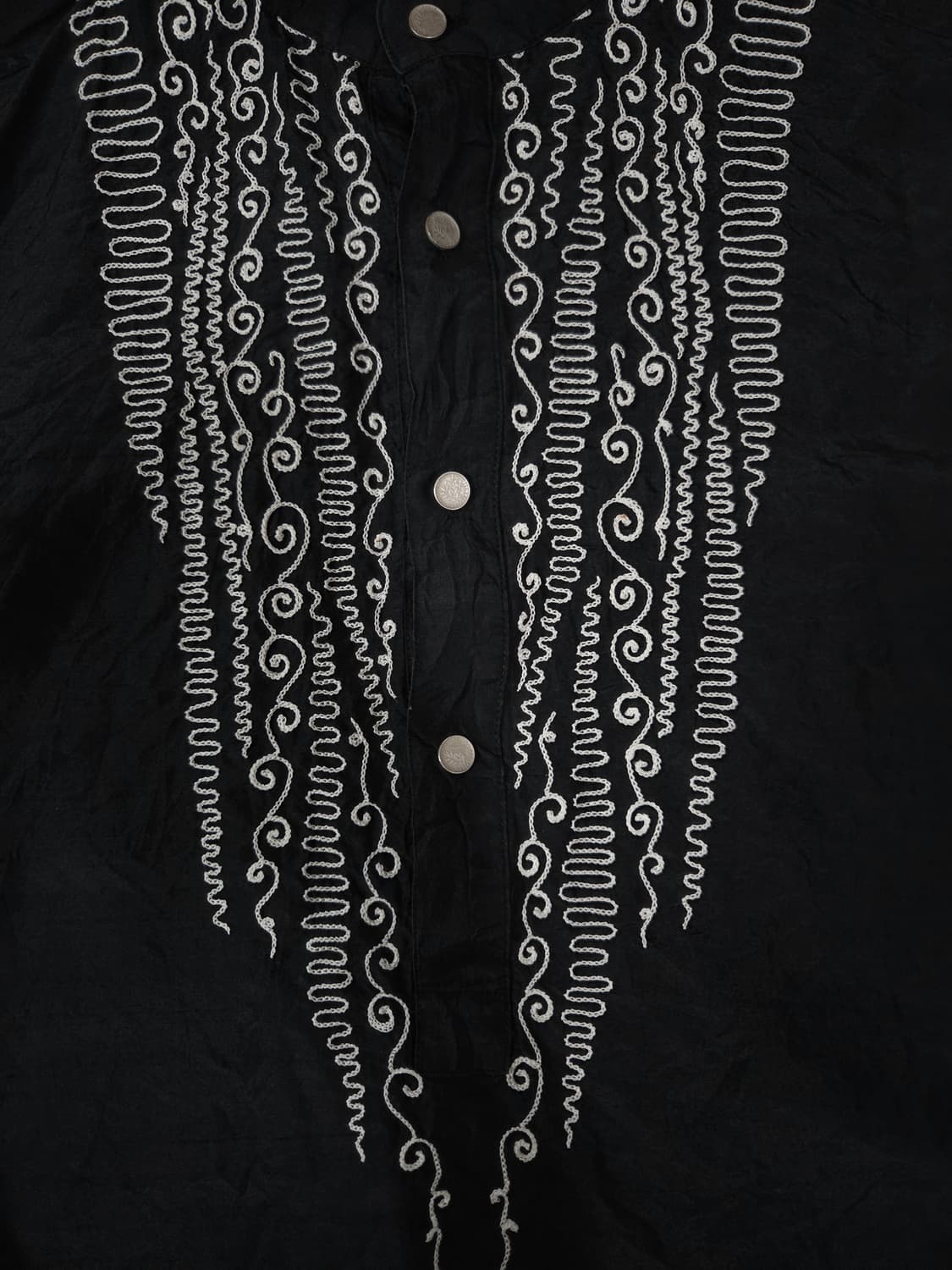 요시유키 코니시 재팬 블랙 실크 헨리넥 셔츠 상품이미지4