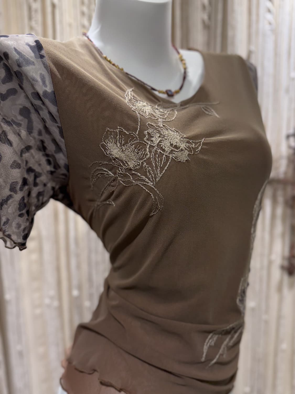 Leopard Embroidered Layered Top 0025 상품이미지6