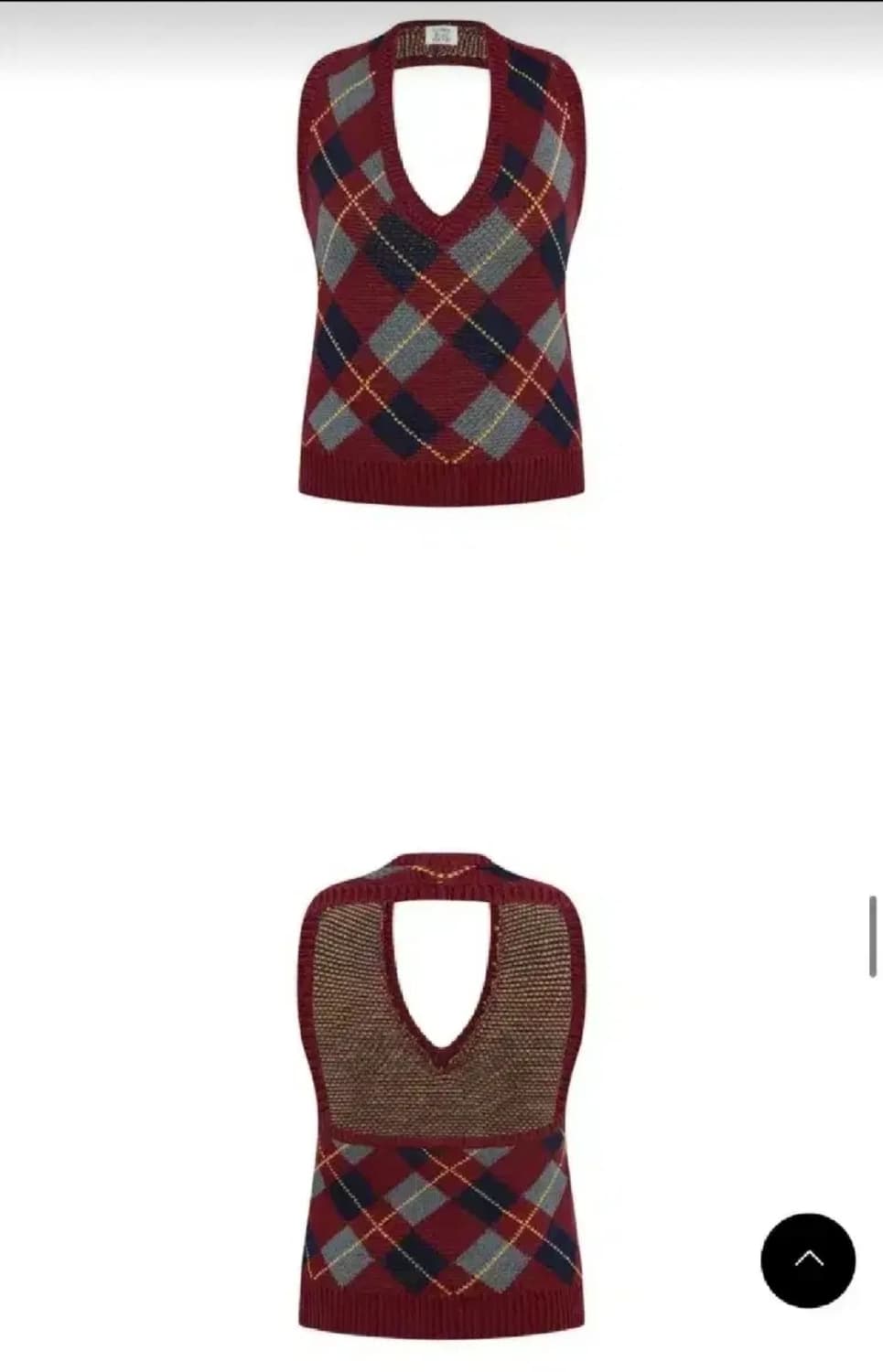 태연,웬디,이안착용 레토프롬문 홀터넥 아가일 울 베스트 ( 버건디 ) 상품이미지4