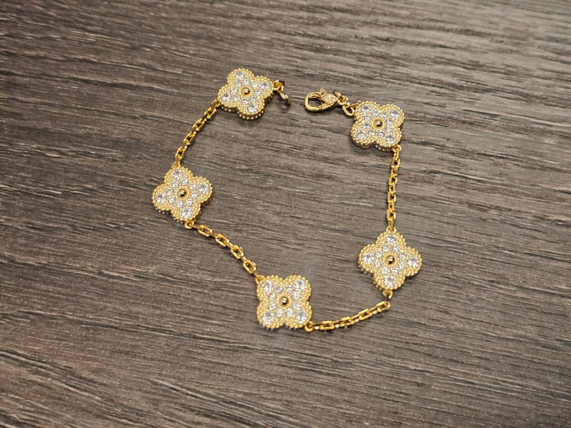 클로버 5모티브 팔찌 옐로우골드톤 상품이미지1