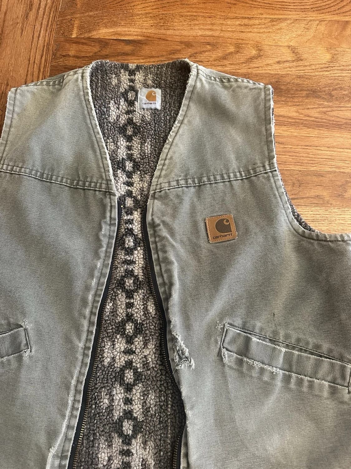 90s 빈티지 칼하트 판넬 리버시블 플리스 베스트 L 상품이미지2