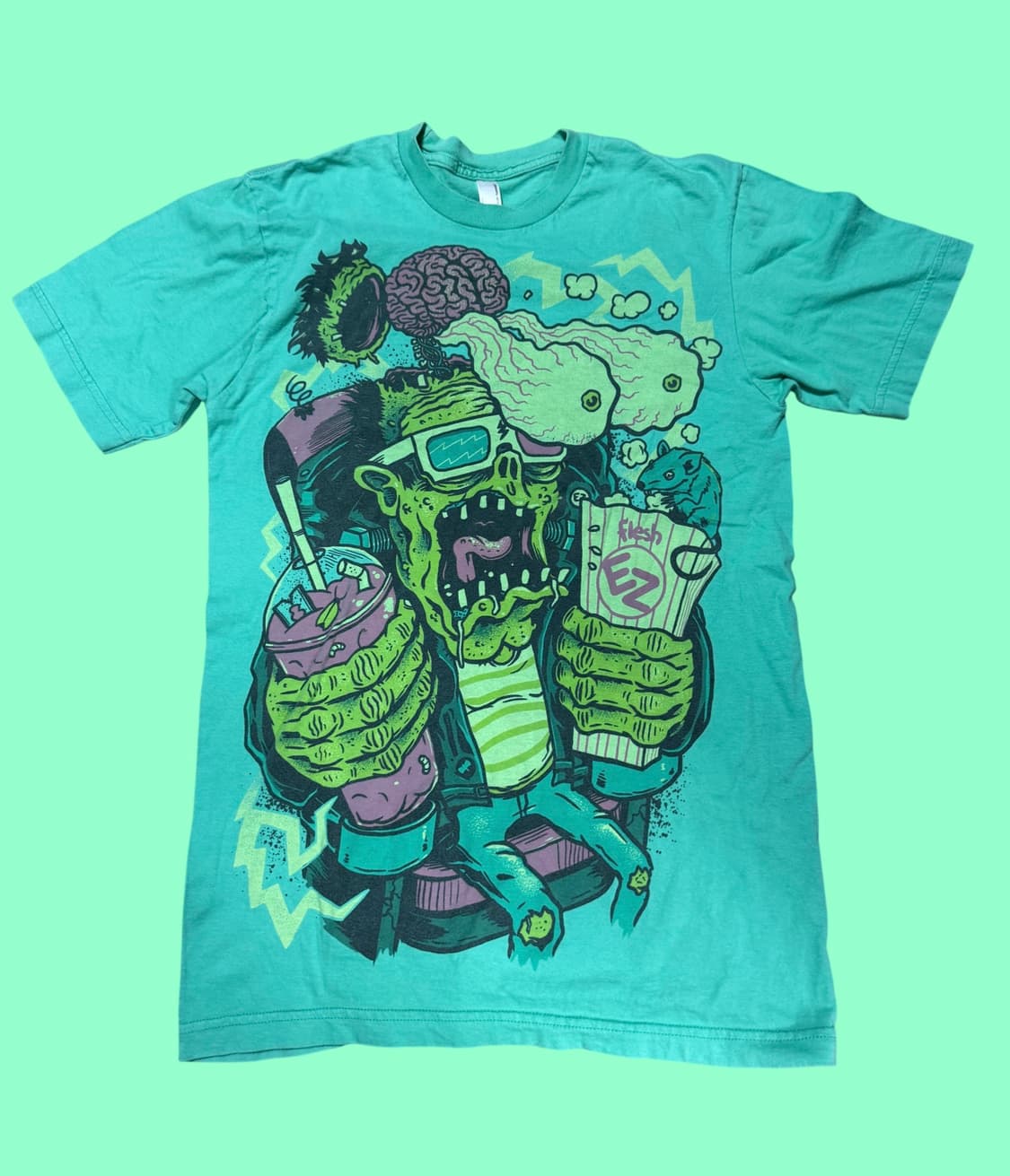 EZ 네온 좀비 그래픽 반소매 티셔츠 상품이미지1