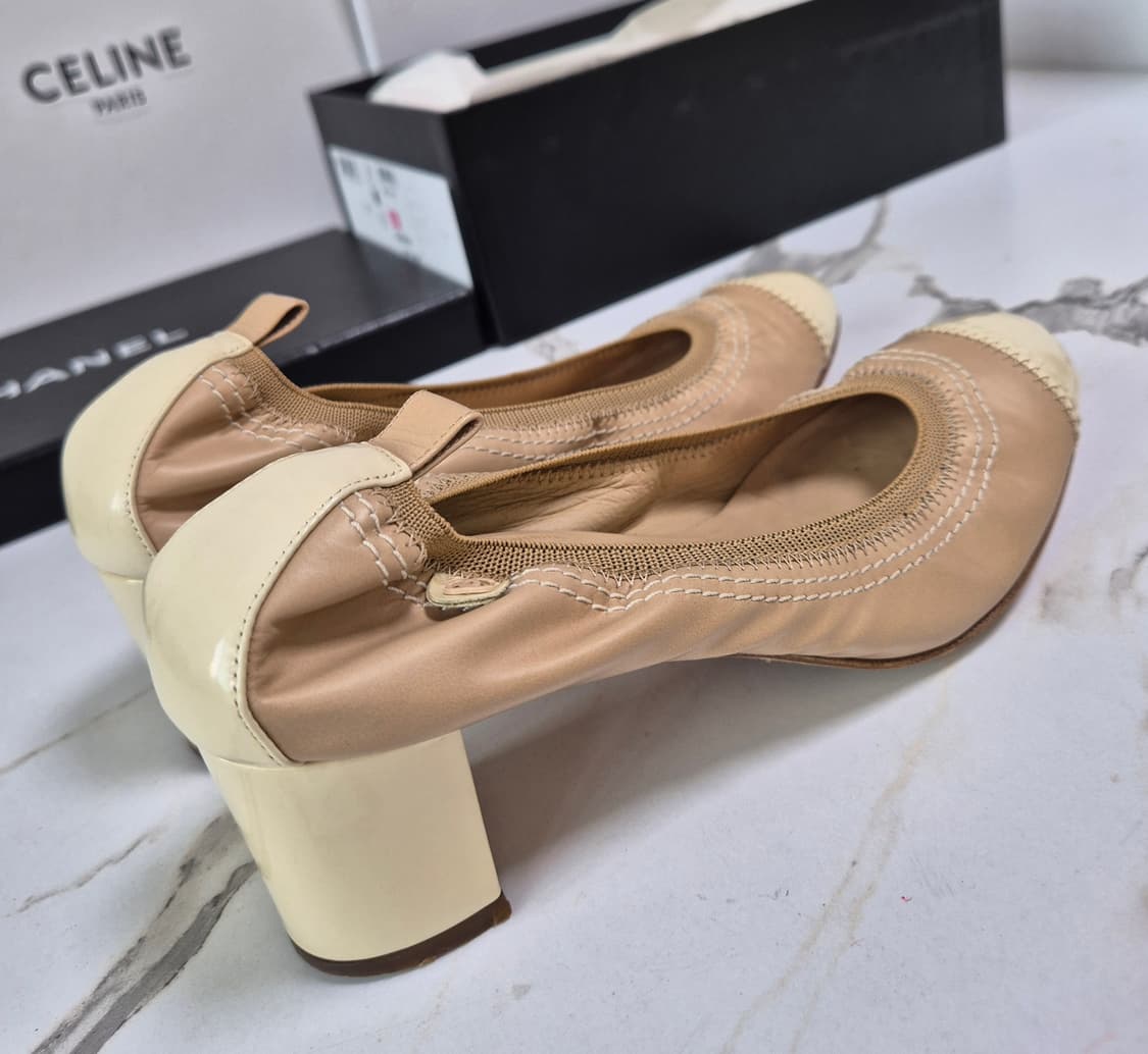 (정품) 샤넬 아이보리 페이던트 밴딩 구두 36.5 상품이미지6