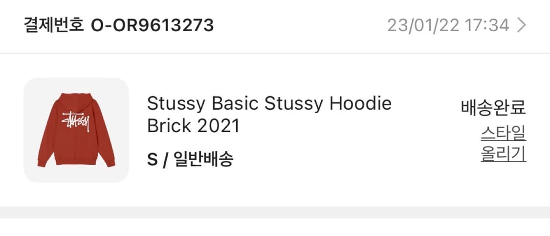 스투시 베이직 후드 브릭 2021 상품이미지2
