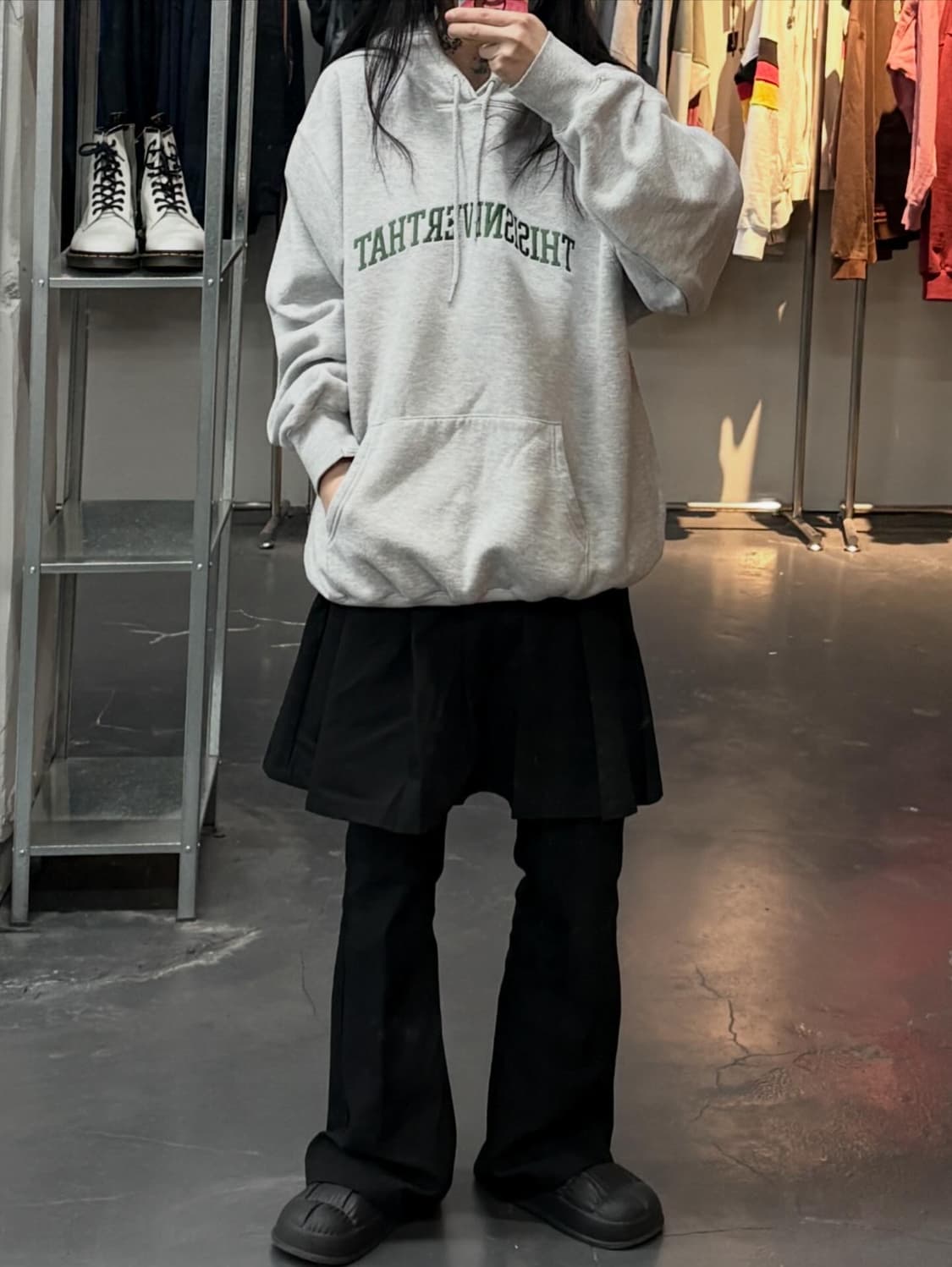 디스이즈네버댓 아치로고 후드 헤더 그레이 A3538 상품이미지1