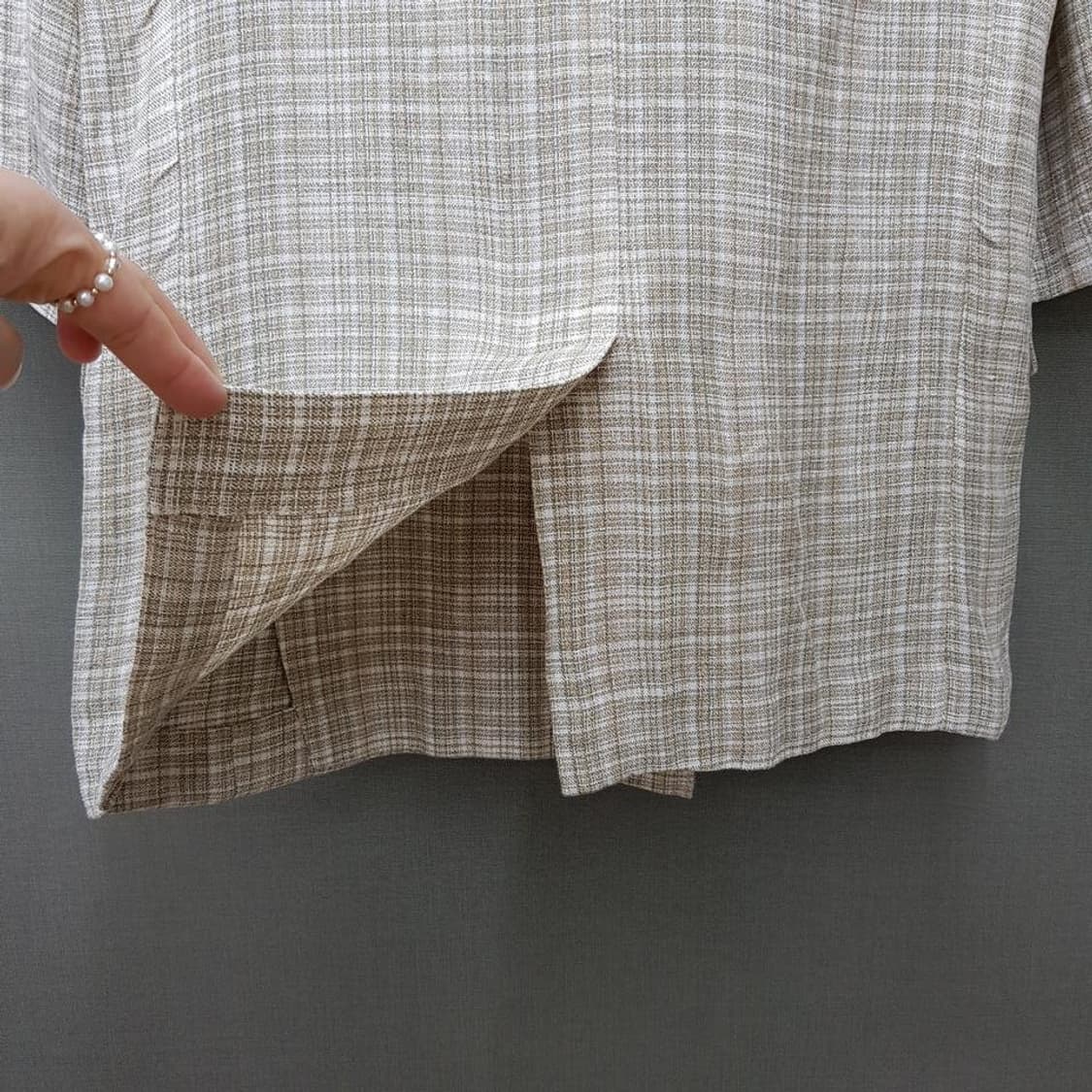 한섬 시스템 2022 마100 체크 하프슬리브 자켓 S사이즈 상품이미지5