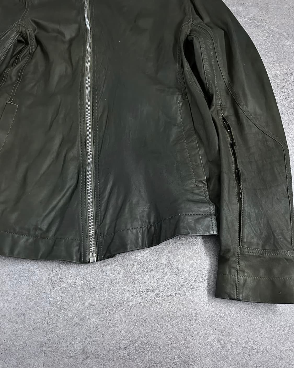 [52] 릭오웬스 몰리노 사선 레더 자켓 상품이미지8
