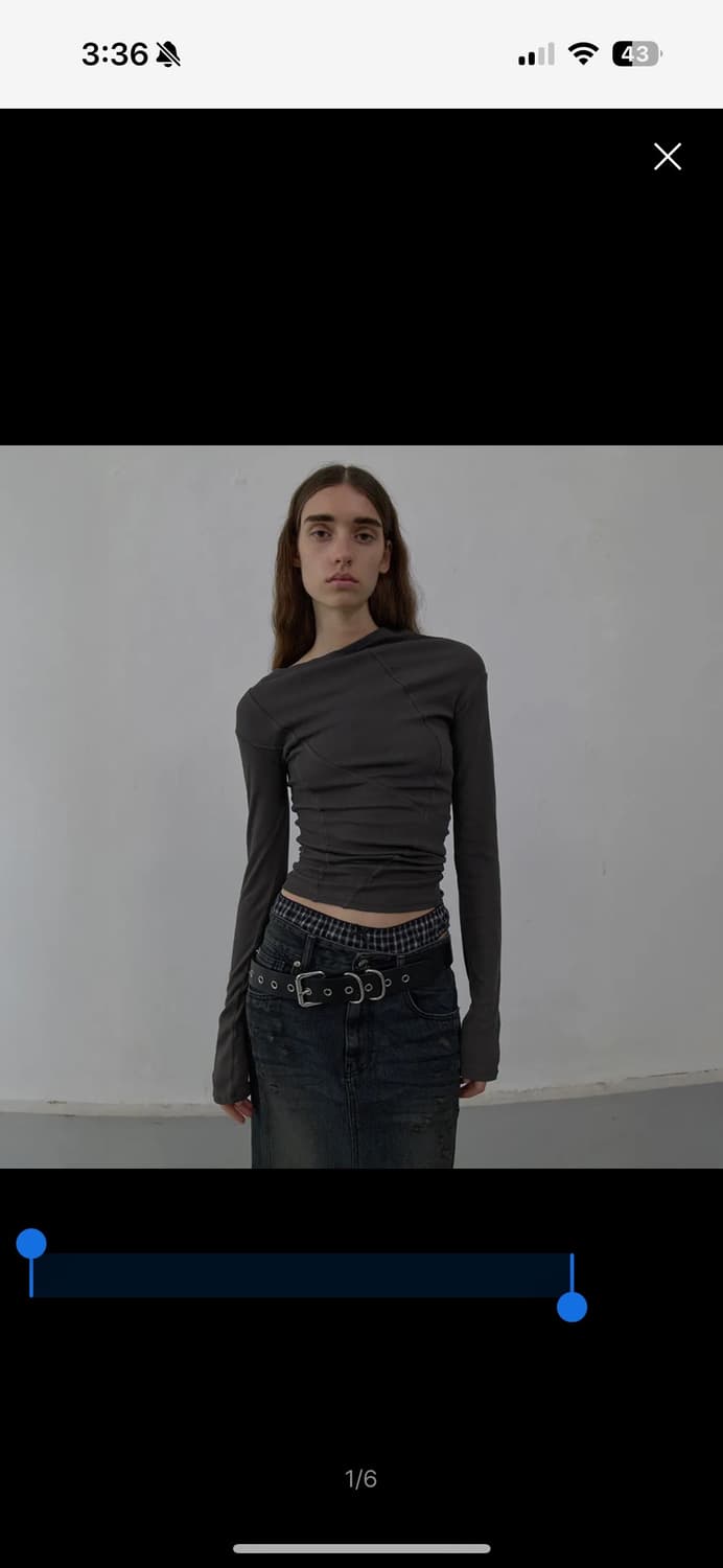 Lcdc tm CURVED LONG SLEEVE TOP (GREY) 상품이미지1