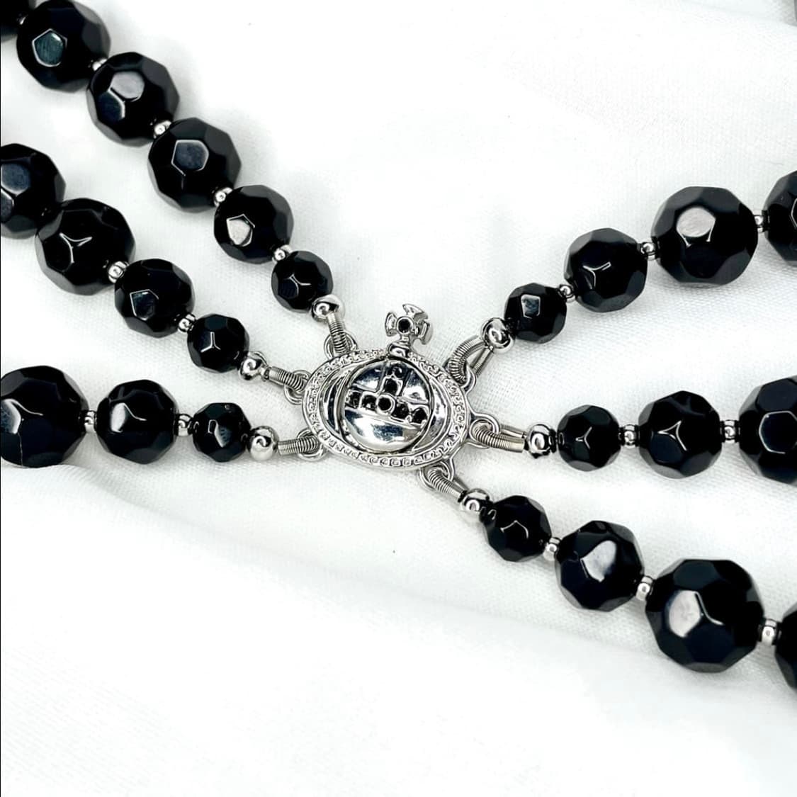 비비안웨스트우드 메살린 트리플 레이어 블랙 실버 톤 오브 초커 목걸이 상품이미지5