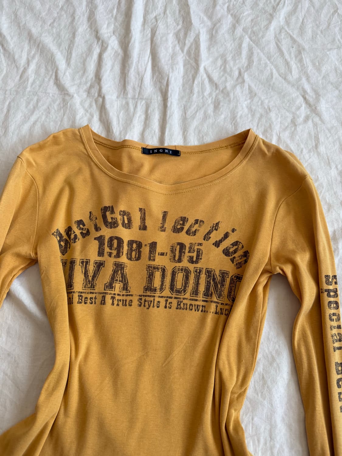 잉그니 머스타드 와투케 y2k 00‘s 딱붙 롱슬리브 상품이미지4