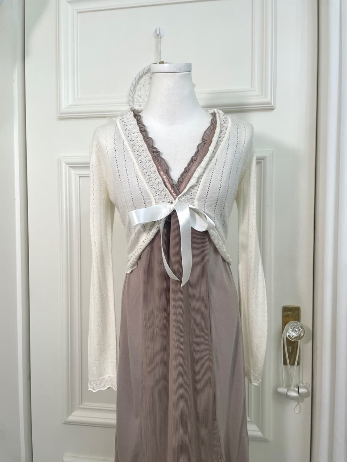 white beads point crochet bolero cardiga 상품이미지1