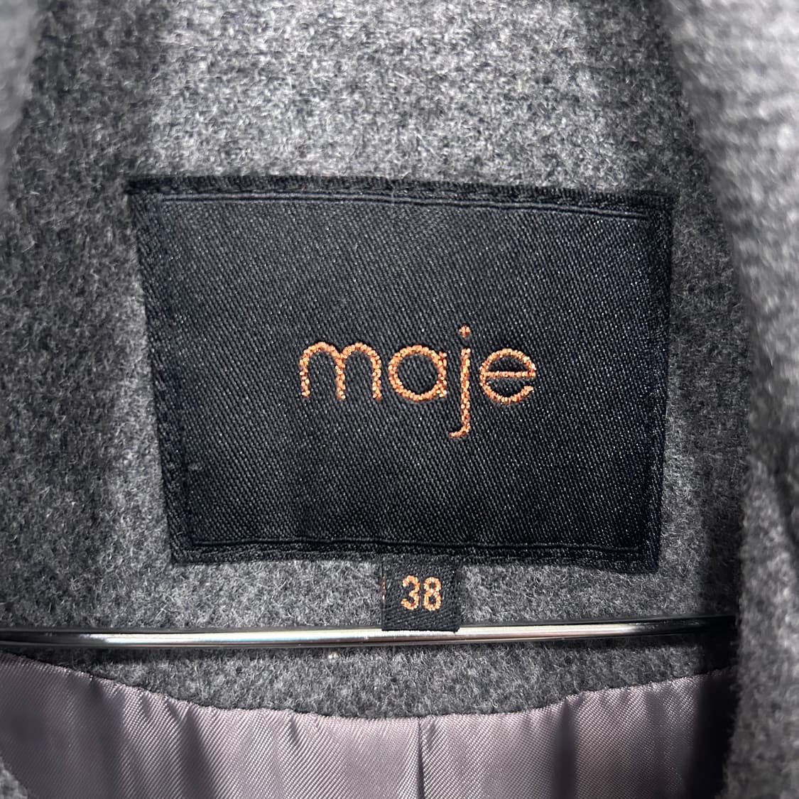 마쥬 넥후크 금장 울모직 더블버튼 롱코트 상품이미지3