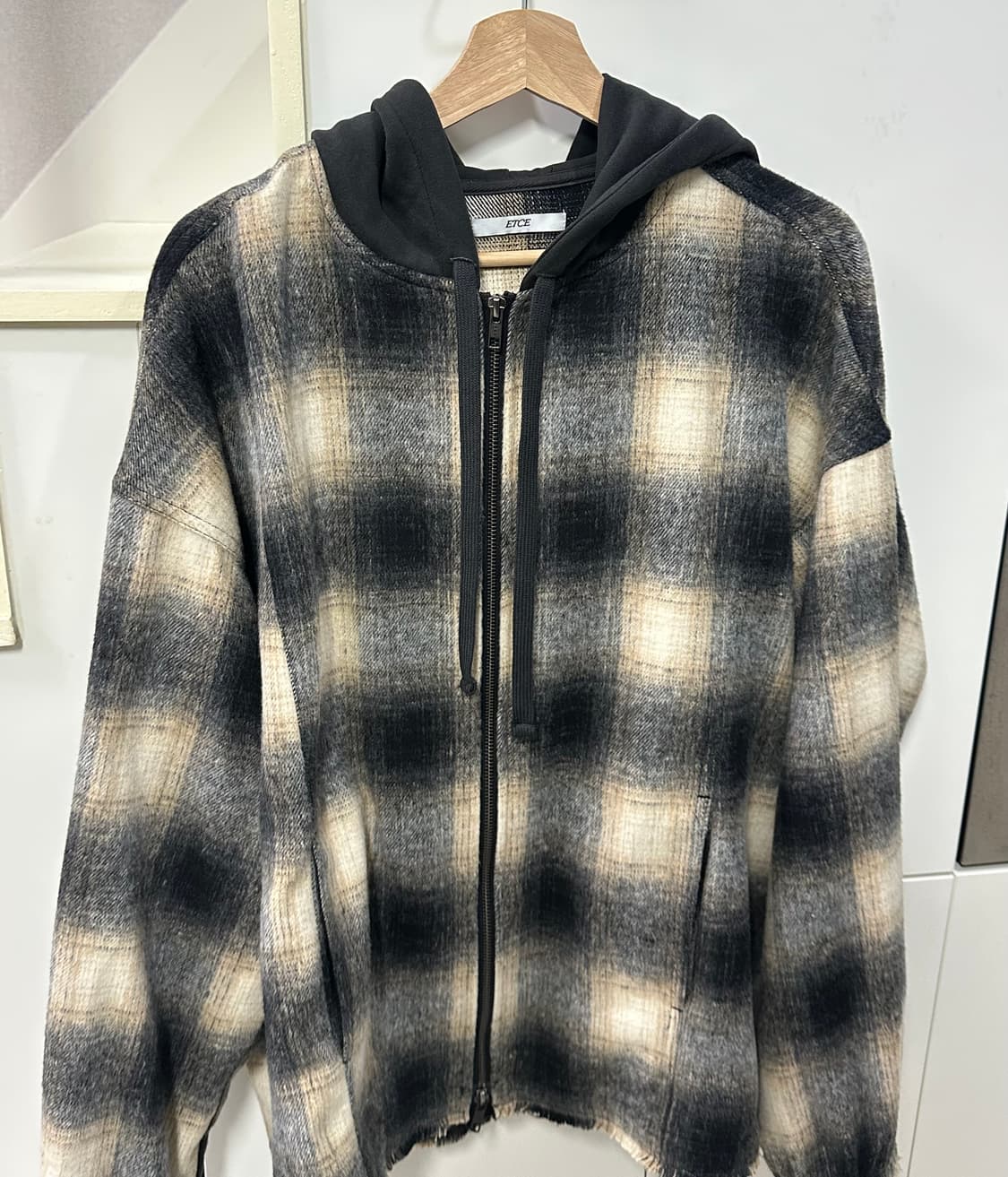 Etce 옴브레 체크 후드 재킷 상품이미지1