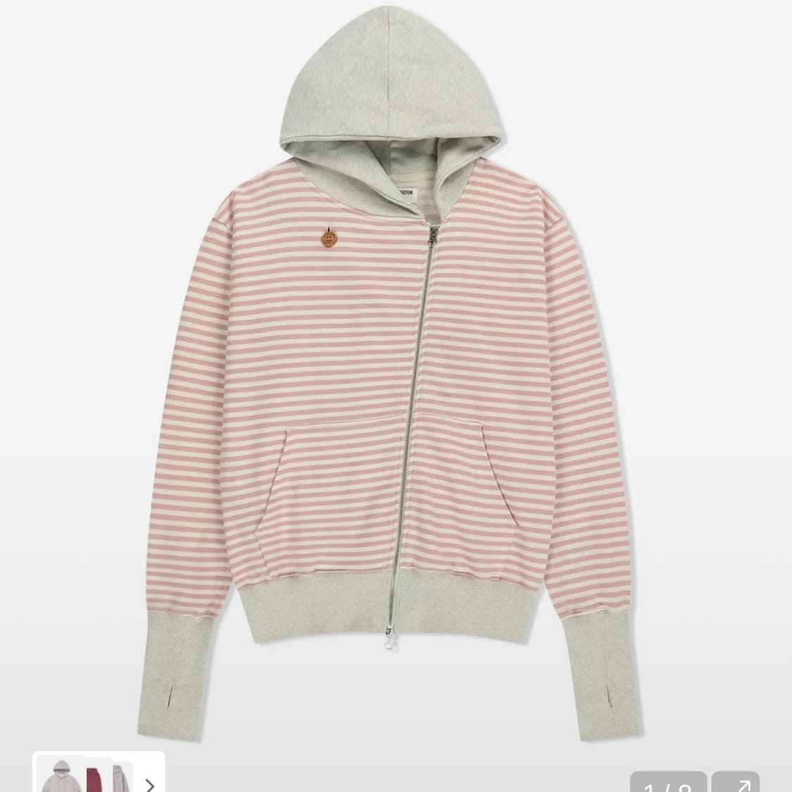 (아일릿모카착용) 더뮤지엄비지터 스트라이프 후드집업 핑크 상품이미지2