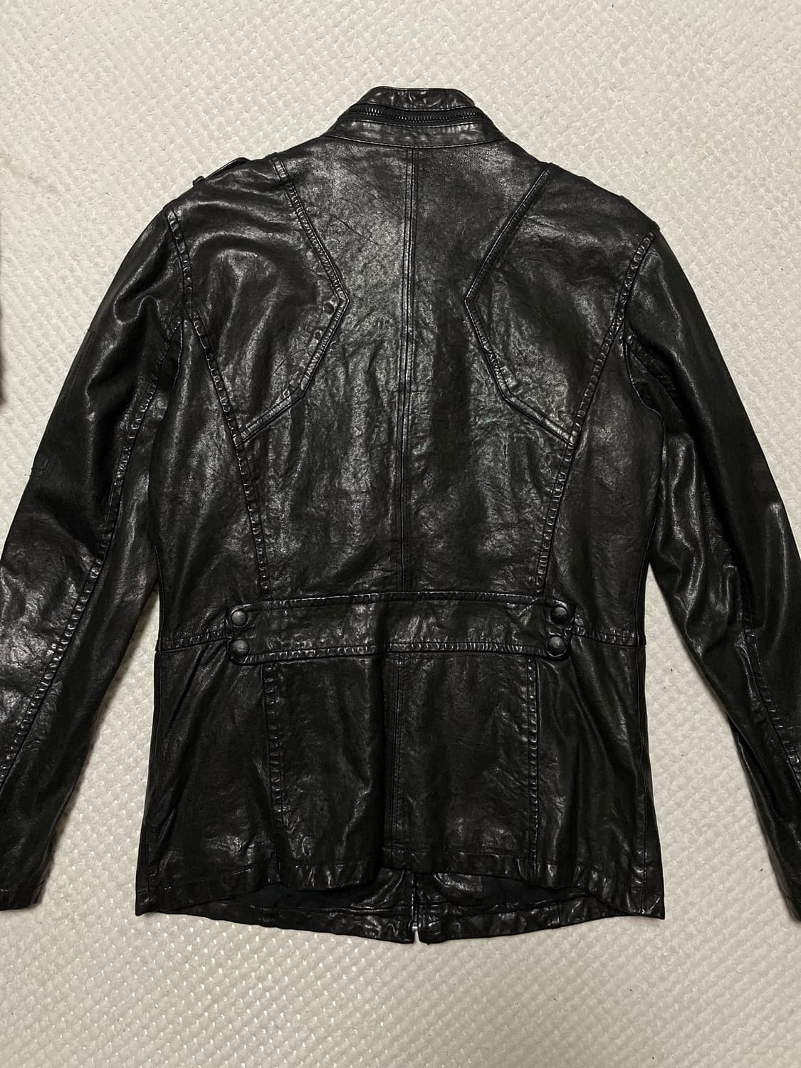 BUCKAROO 웨스턴 무드 램스킨 양가죽 절개 포켓 레더 자켓 상품이미지2