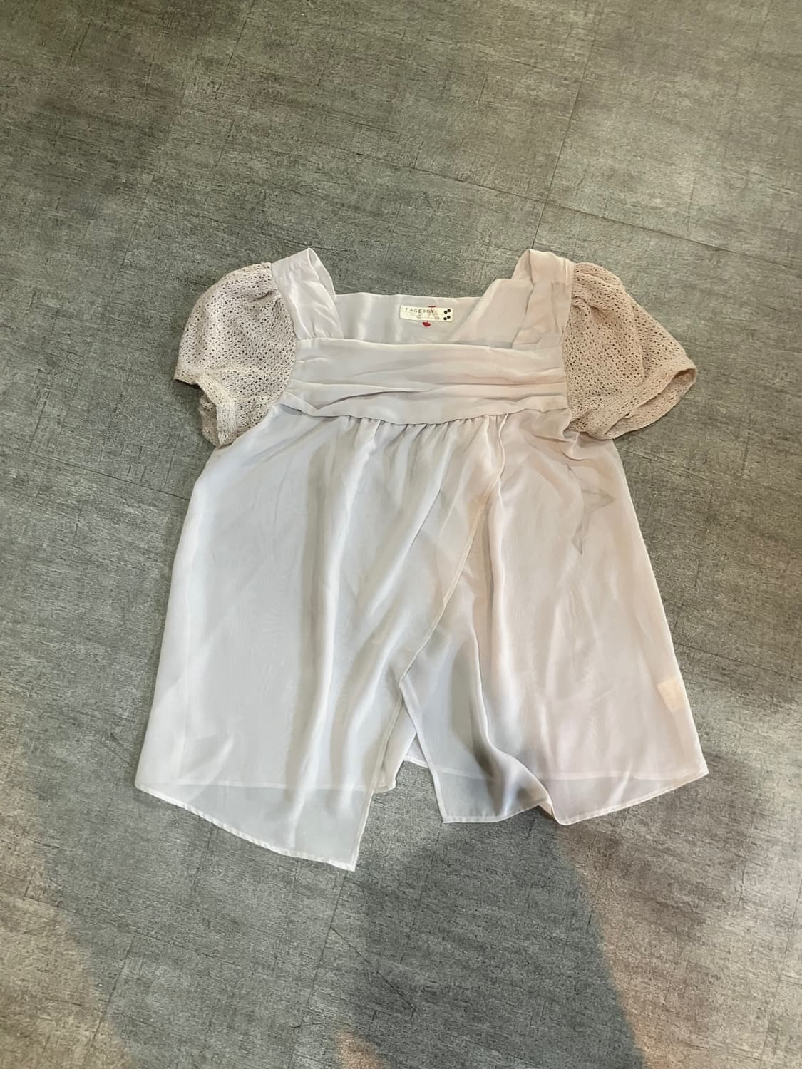 일본빈티지 Pageboy 달천깔페어리 니트레이어드 반팔블라우스 상품이미지1
