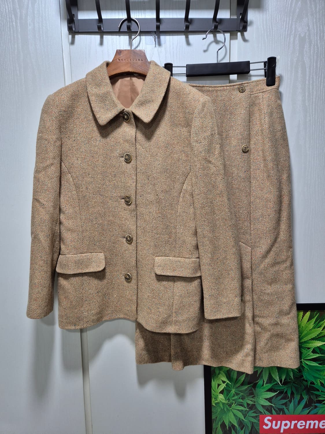 (세일)JPN빈티지. 브라운 트위드 스커트 세트 상품이미지1