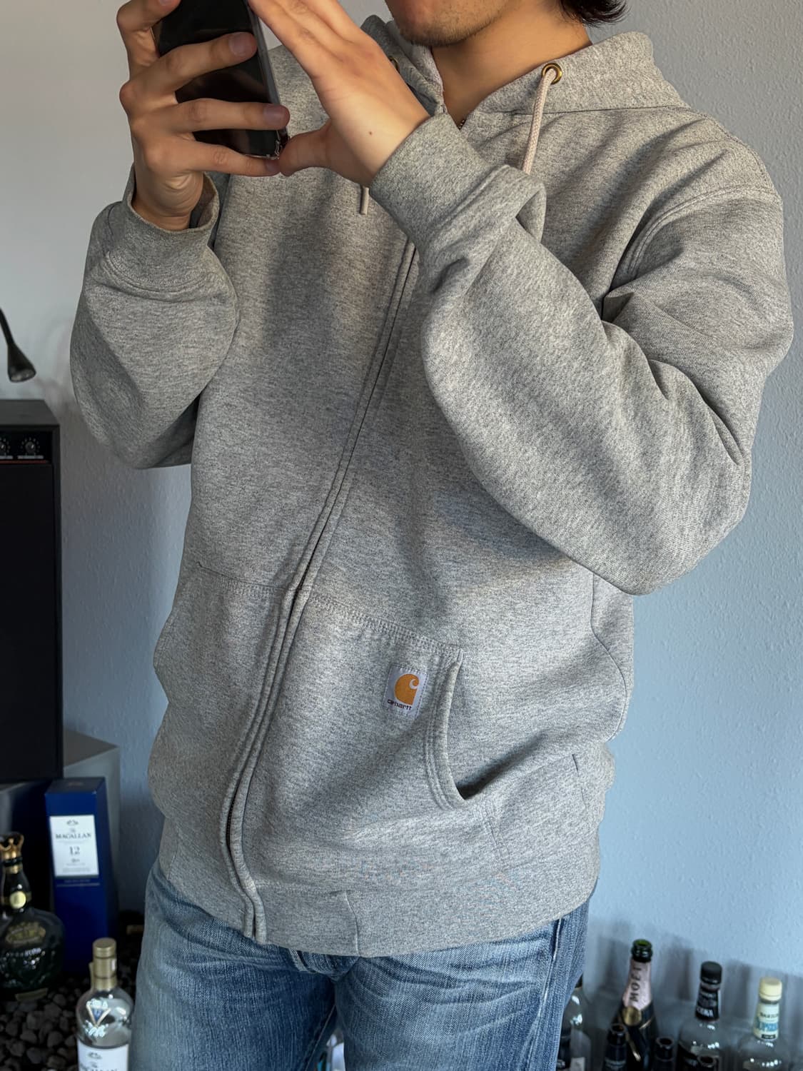 [L]칼하트 WIP 미드웨이트 그레이 후드집업 상품이미지1