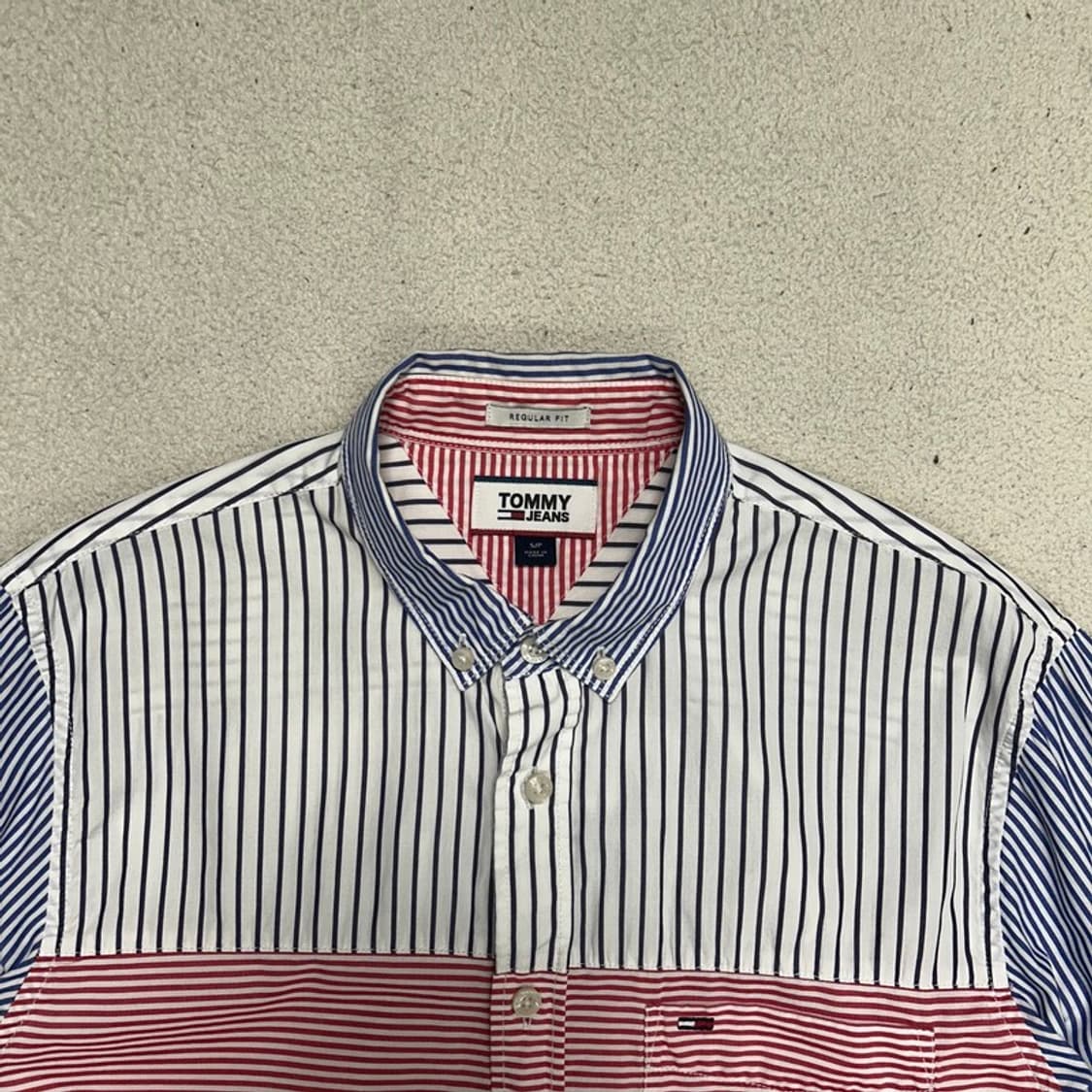 타미힐피거 타미진스 멀티컬러 스트라이프 패치워크 셔츠 S 상품이미지4