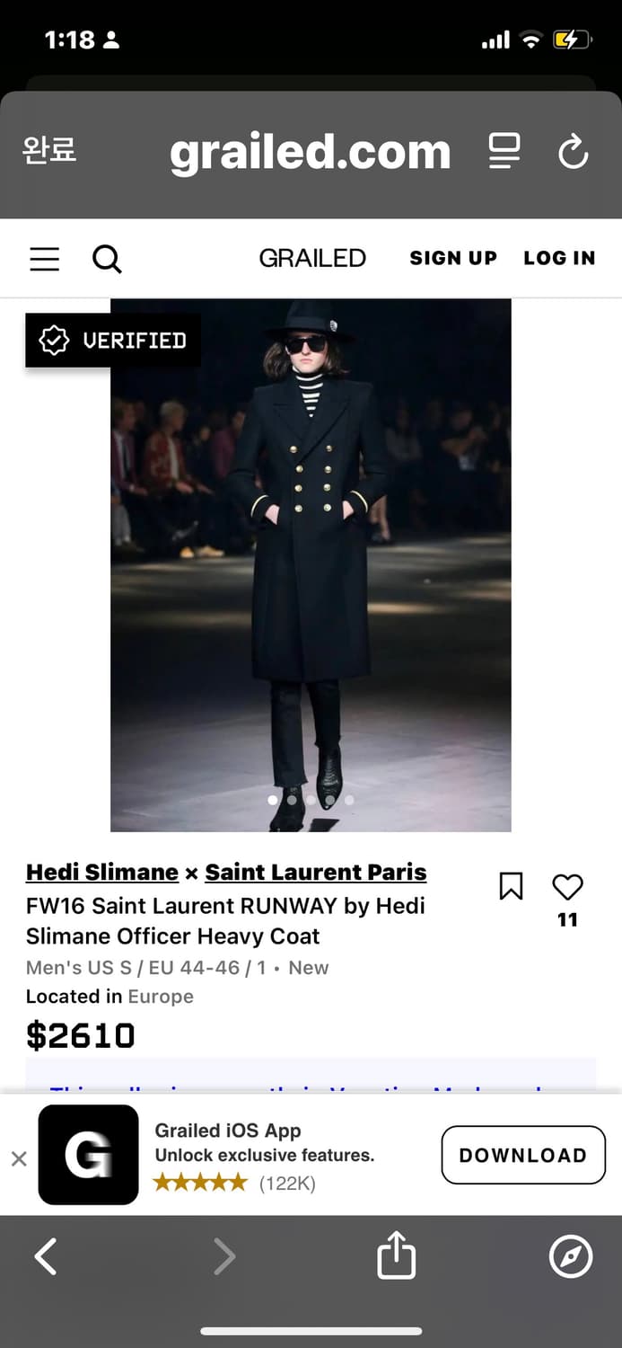 Hedi FW16 Saint Laurent 팔리디움 밀리터리 코트 상품이미지9