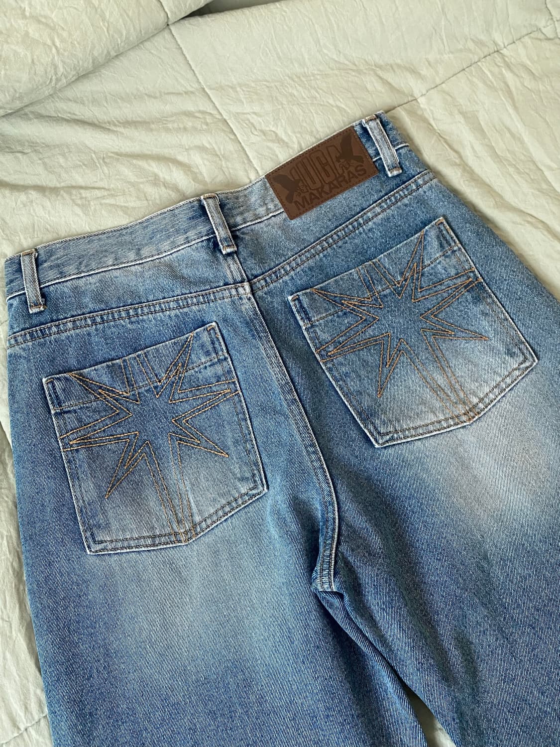 이우가마카라스 Needlework Denim Pants Sand Blue 상품이미지4