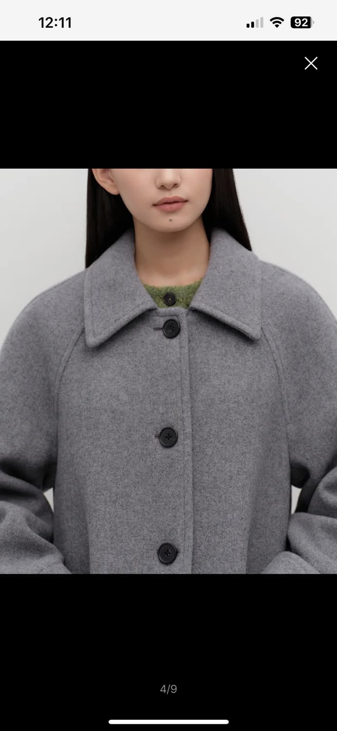 무탠다드 캐시미어 블랜드 하프 발마칸 코트 [미디엄 그레이] 상품이미지4