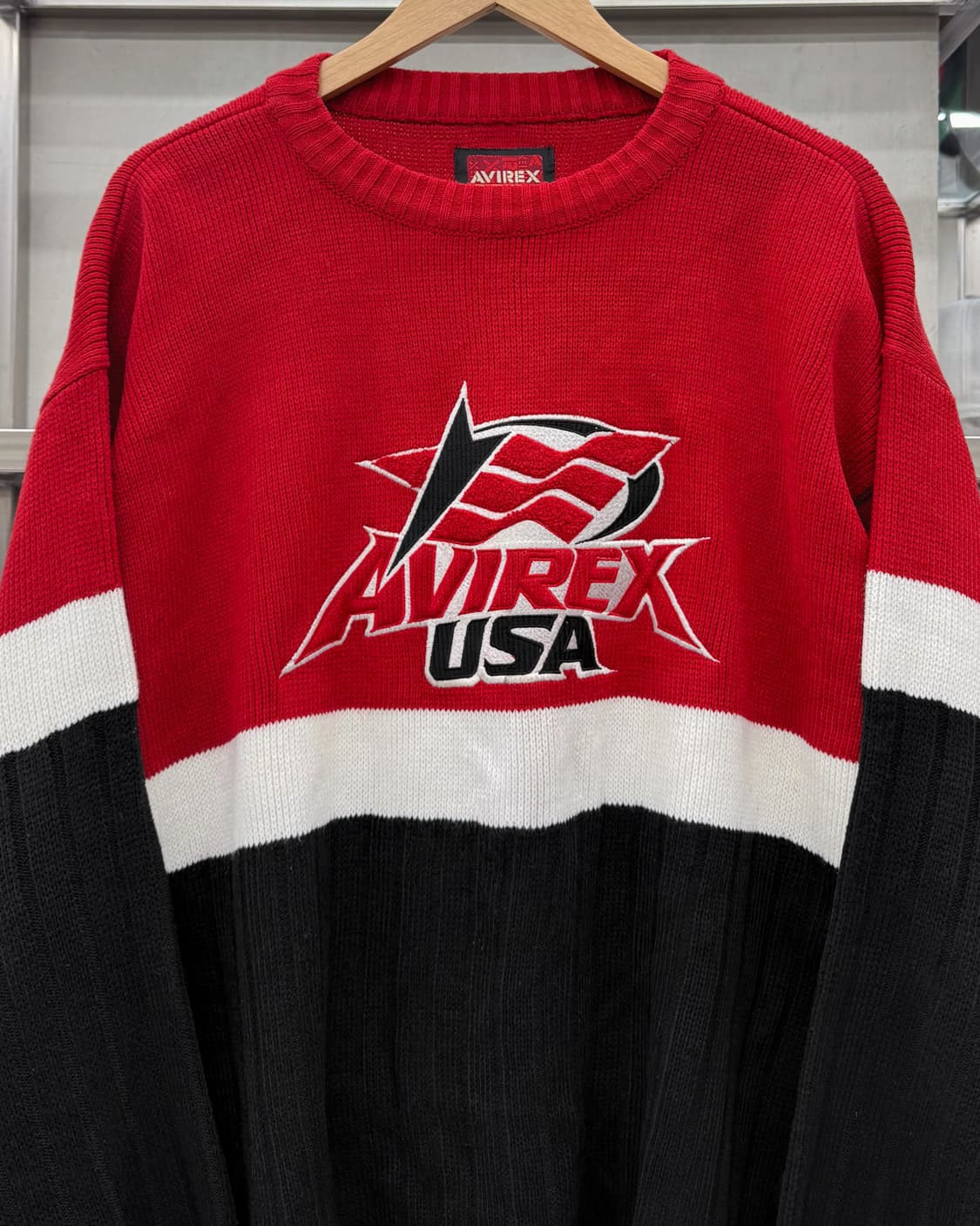 아비렉스 00s USA 컬러블럭 코튼 니트 상품이미지3