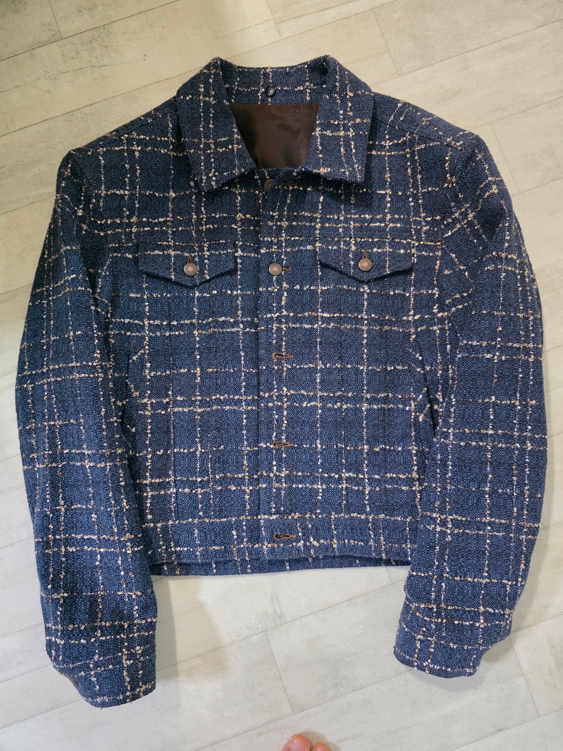엘무드 호크 트위드 트러커 자켓 블루진 44 상품이미지2
