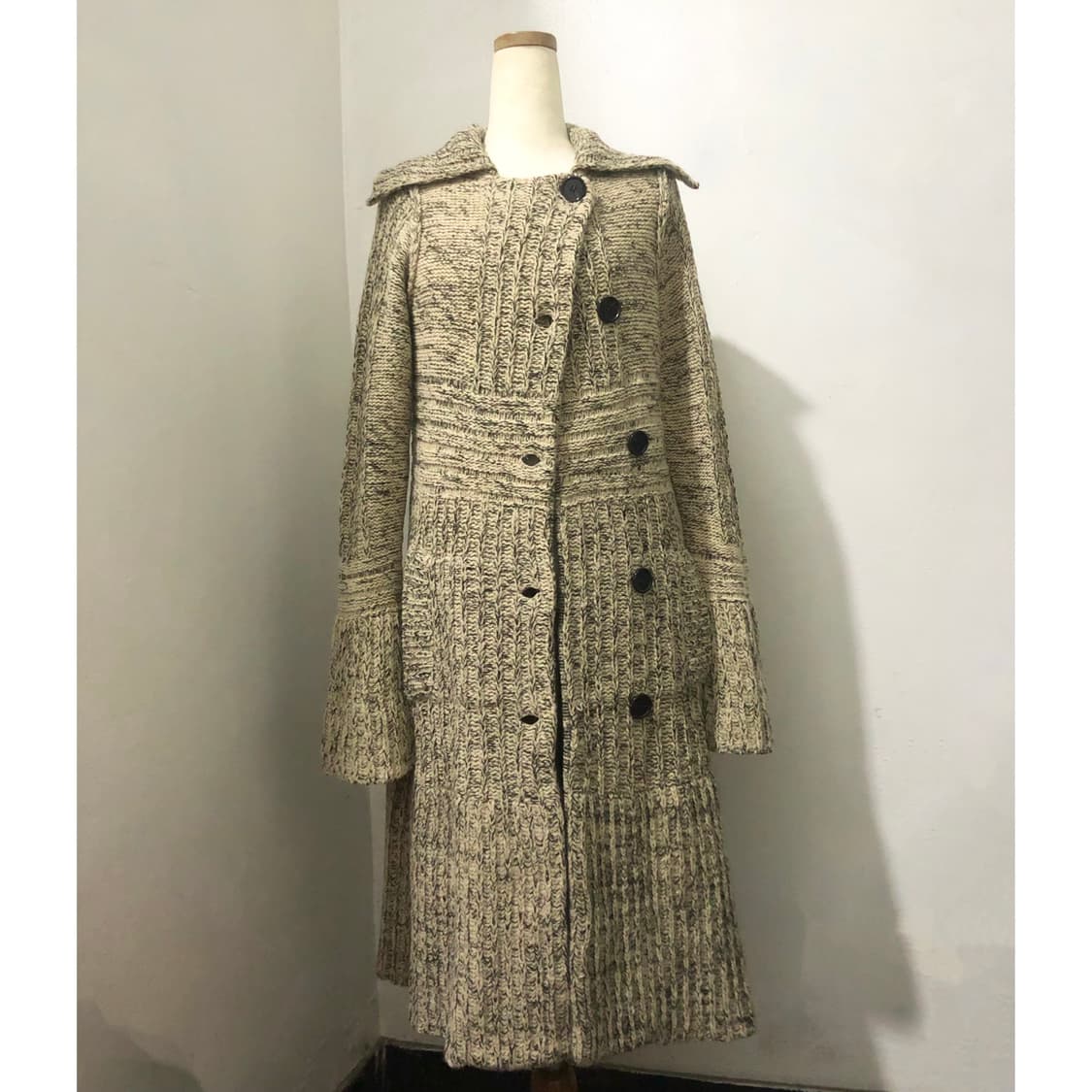 guinevere 울 캐시미어 단추 헤비 니트 롱가디건 코트 원피스 상품이미지2