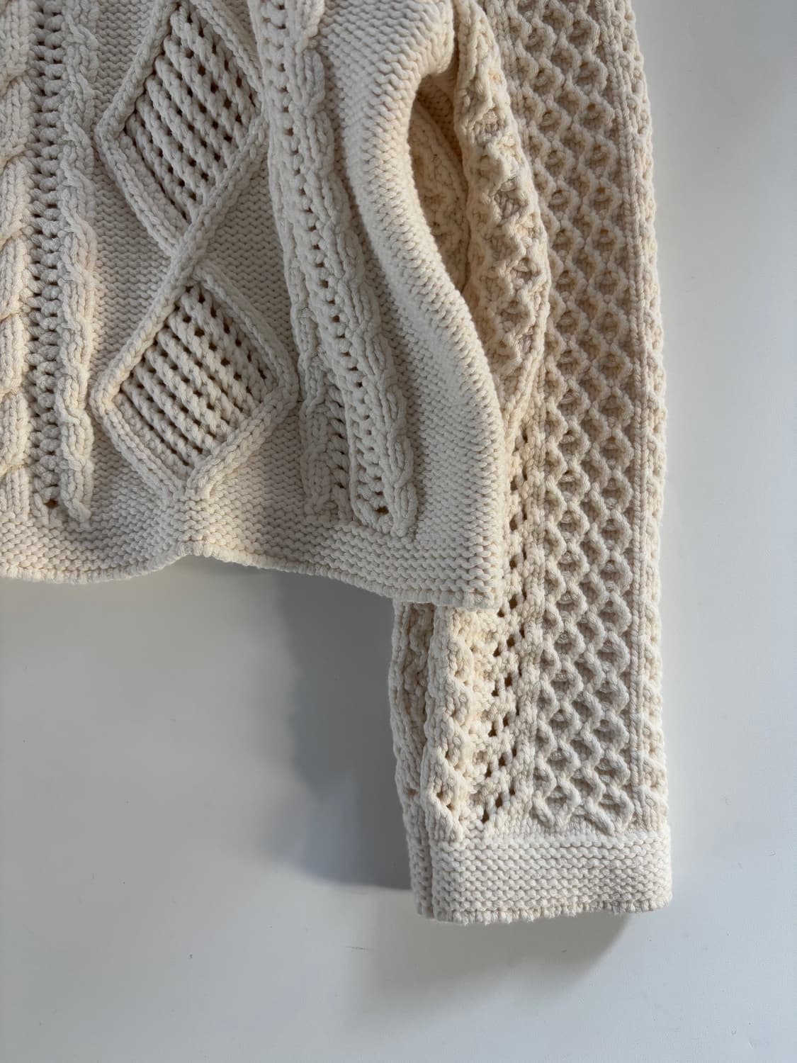 Beams 빔즈보이 아이보리 케이블 니트 가디건h 상품이미지3