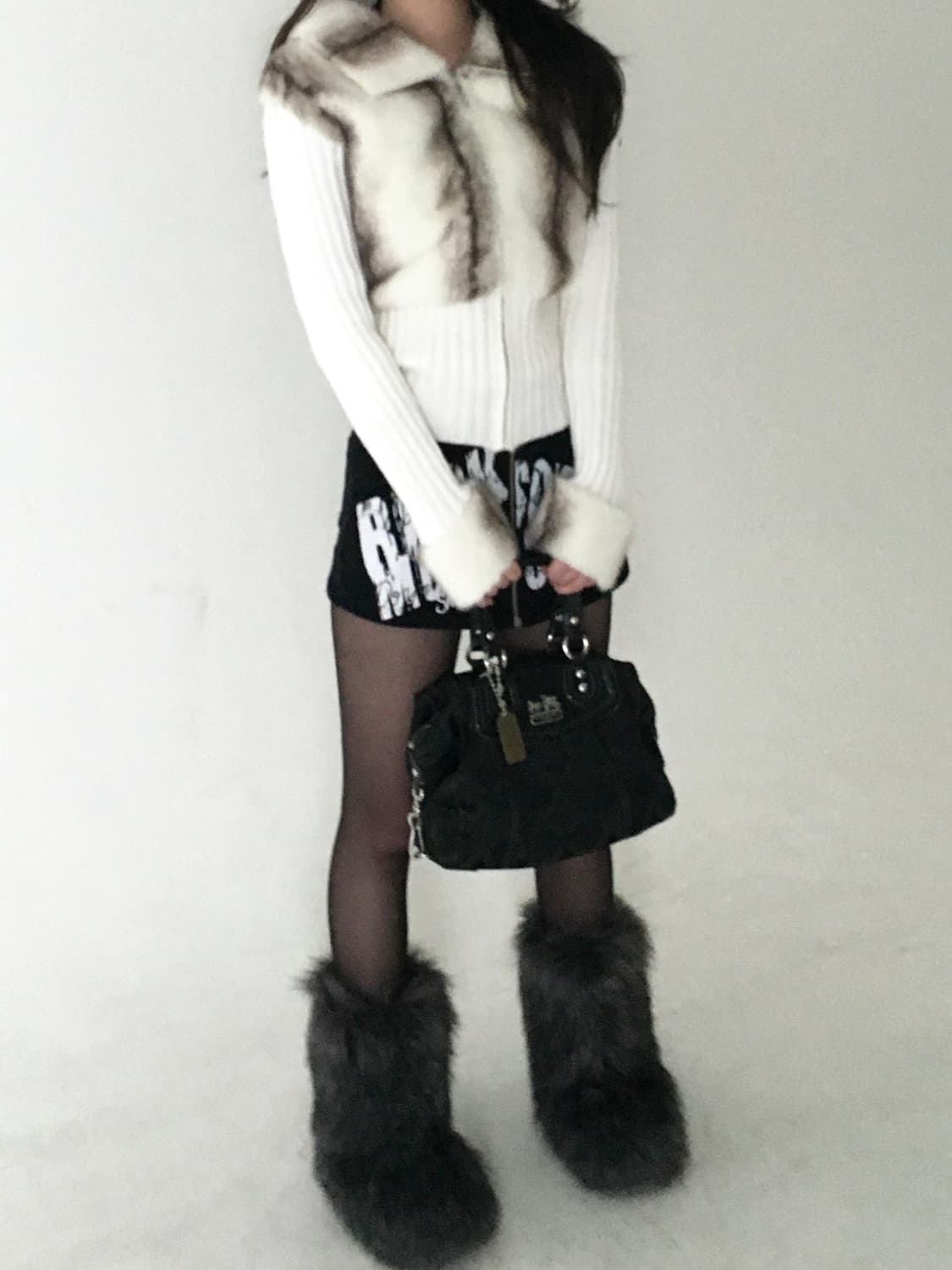 ivory fur knit zip-up 상품이미지2