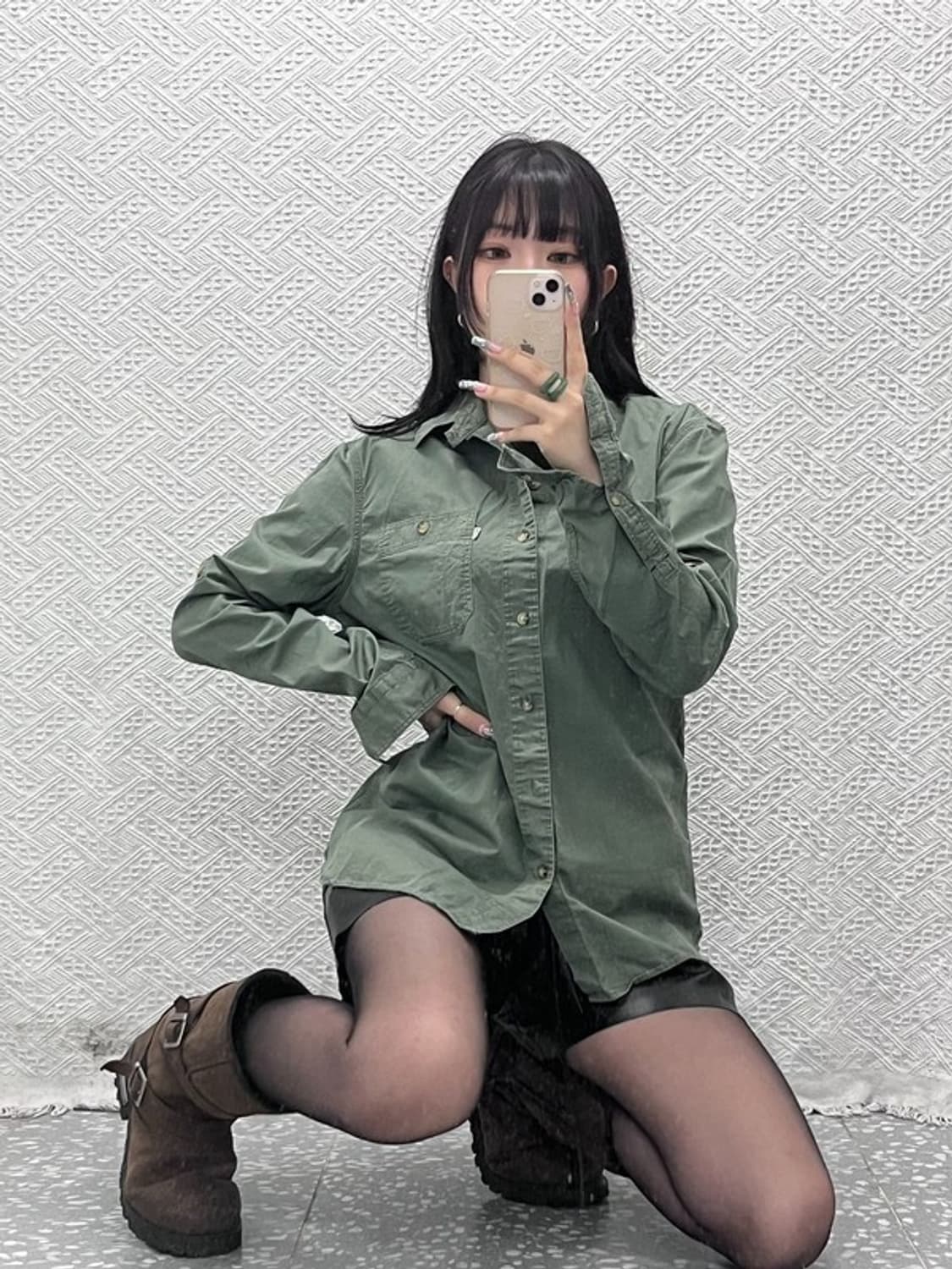 리바이스 빈티지 캐주얼 밀리터리 말차카키 워크 셔츠 M C12662 상품이미지2