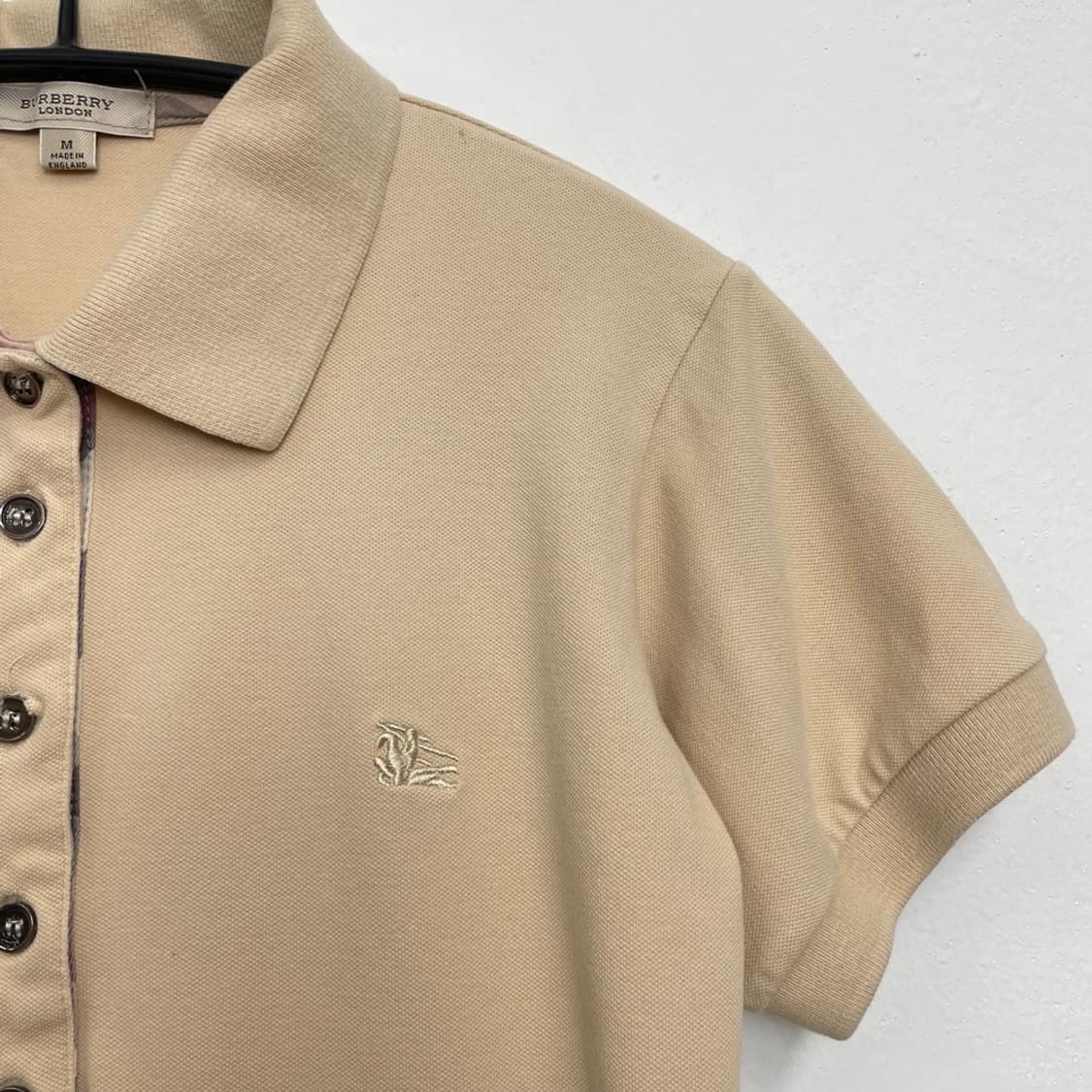 버버리 Burberry 체크 트리밍 반팔 카라티 M 상품이미지5