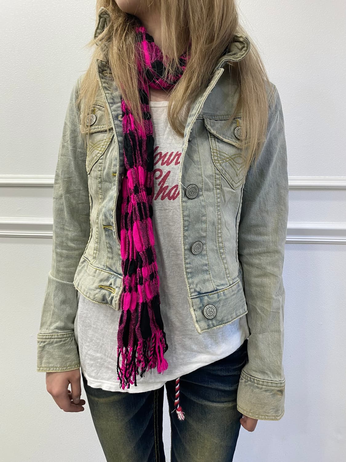[OZOC] Y2K Mood Slim Fit Crop Denim Jack 상품이미지3