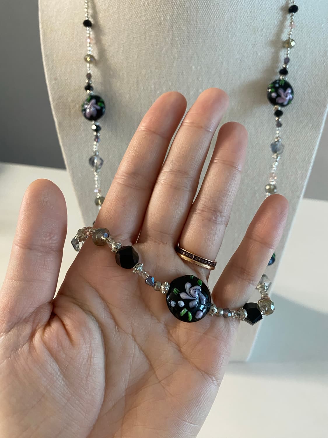 빈티지 비즈 플라워패턴 롱 목걸이 상품이미지5