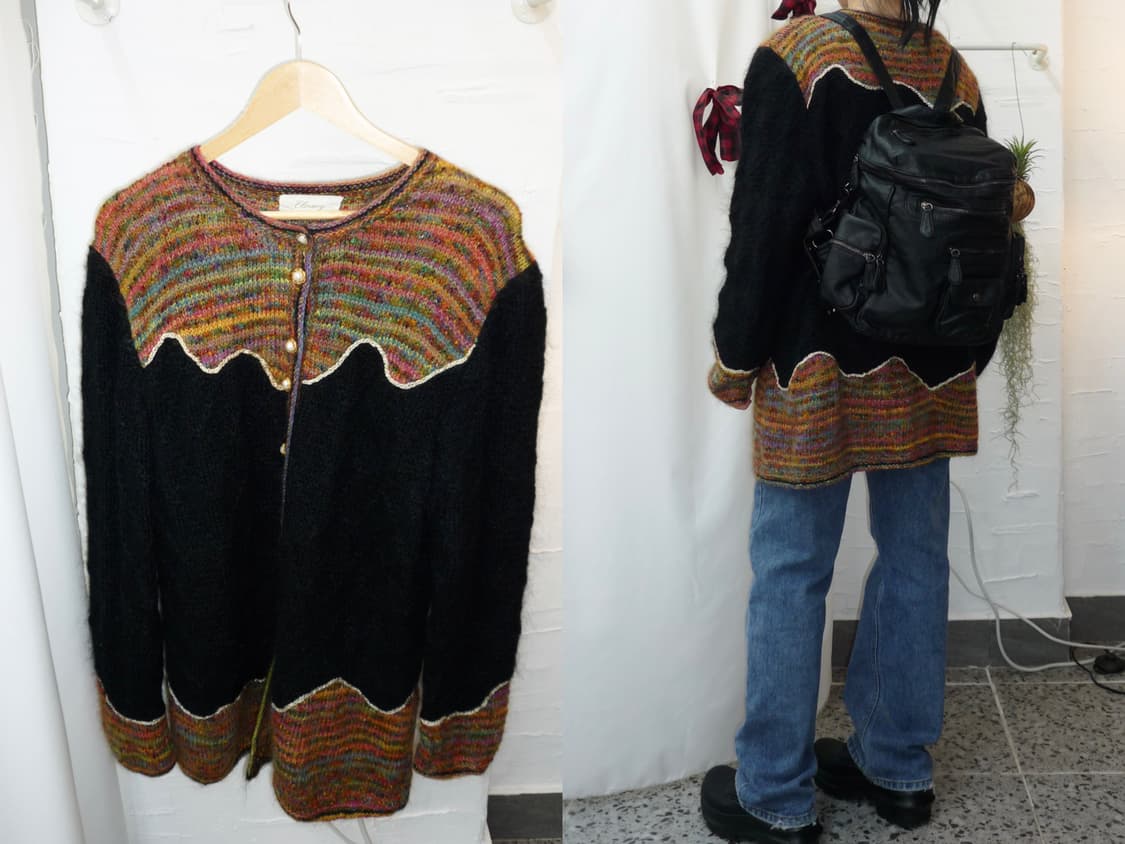 color wave overfit knit cardigan 상품이미지1