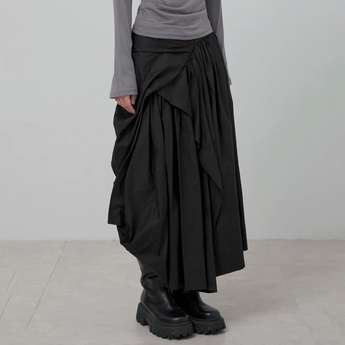 플레어업 드레이프레이어드 롱치마 상품이미지2