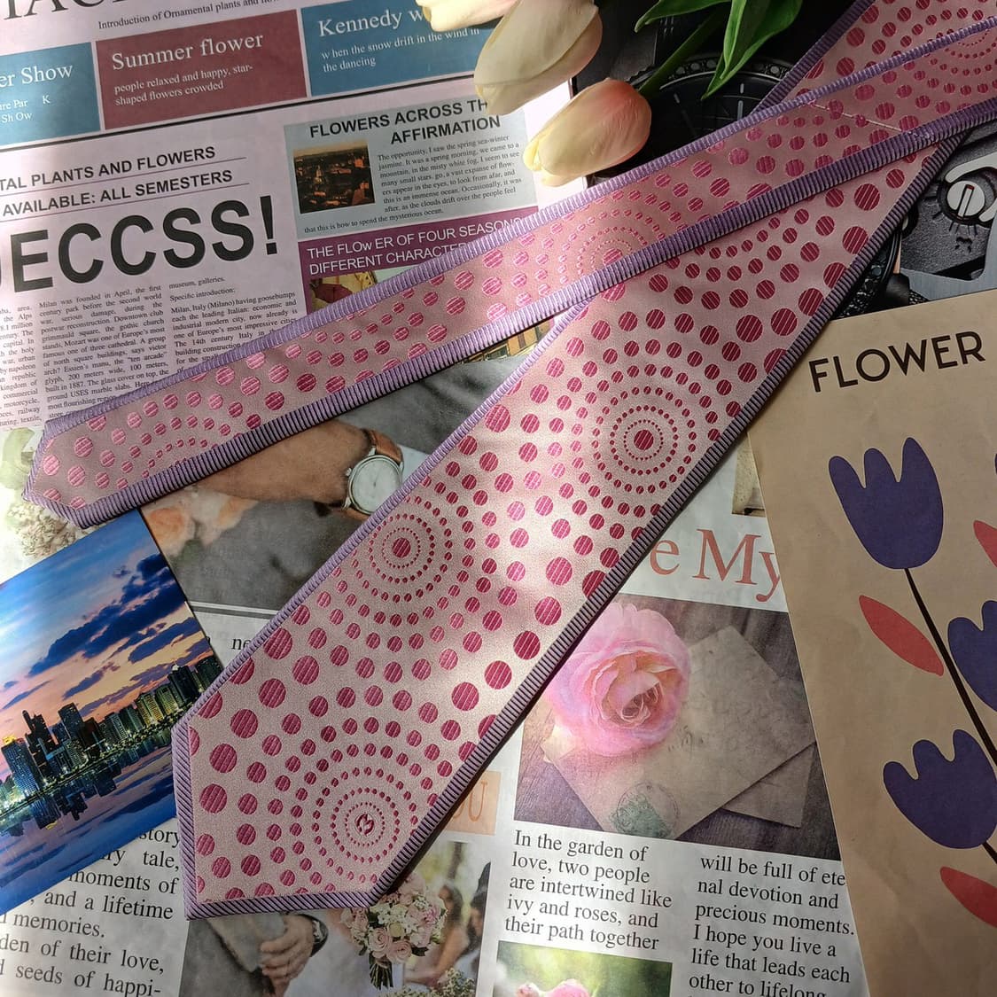 밀라숀 실크 핑크 도트 패턴 넥타이 9.2cm A등급 A19752
 상품이미지5