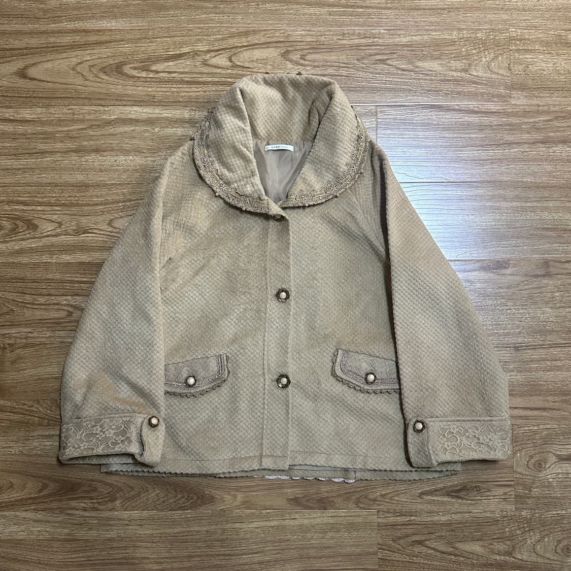 빈티지 엑시즈팜 라떼 리본 코트 히메갸루 로걀 히메카지 모리걸 브라운 상품이미지1