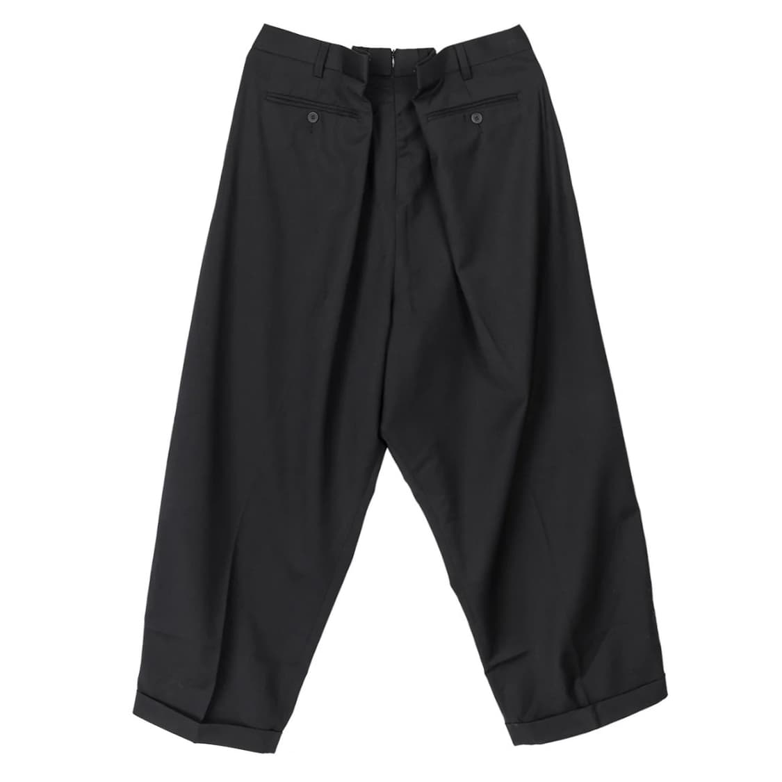 [XS,S,M]호다코바 더블 백 와이드 팬츠/블랙 상품이미지1