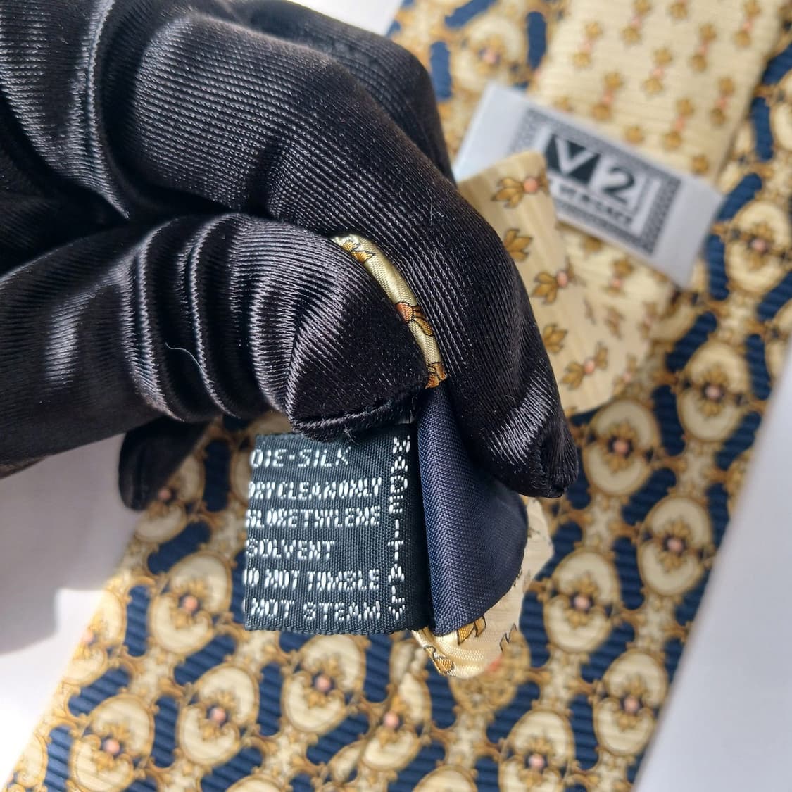 베르사체 실크 옐로우 패턴 넥타이 10.2cm B등급 E839 상품이미지7