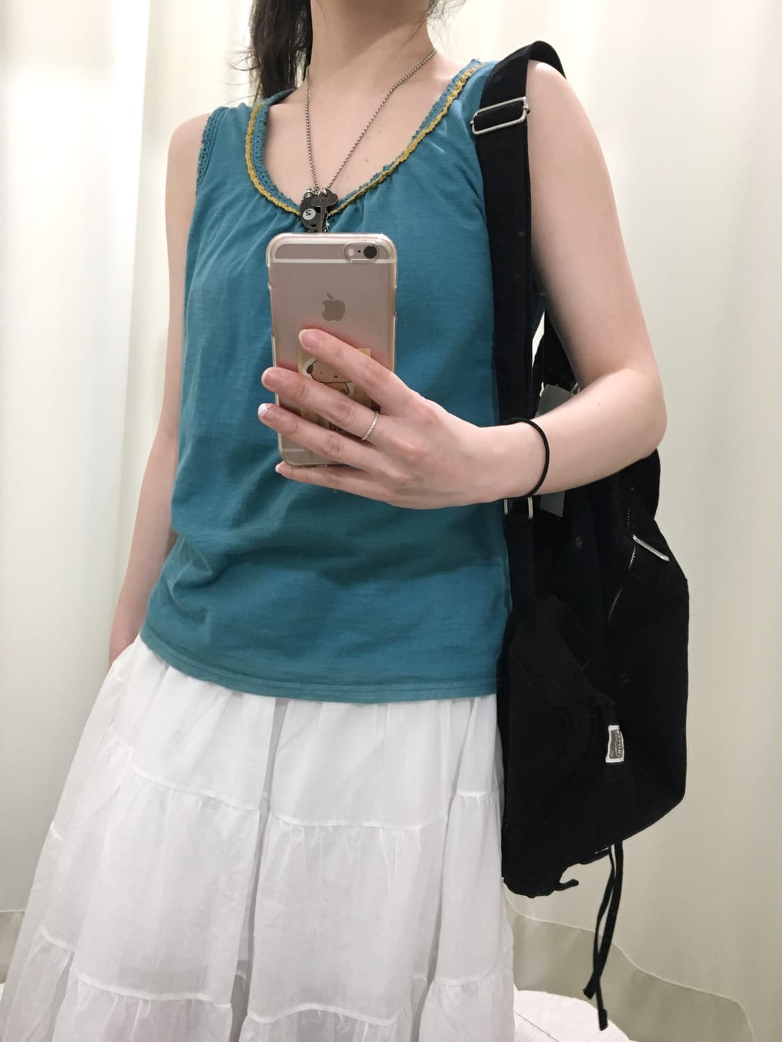Teal Crochet Trim Sleeveless Top 상품이미지4