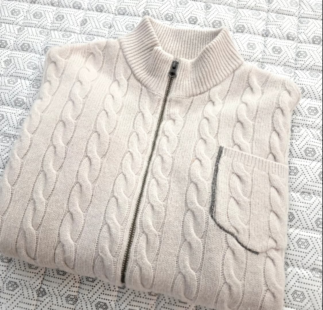 Brunello Cucinelli 캐시미어 꽈배기 집업 니트 95 상품이미지4