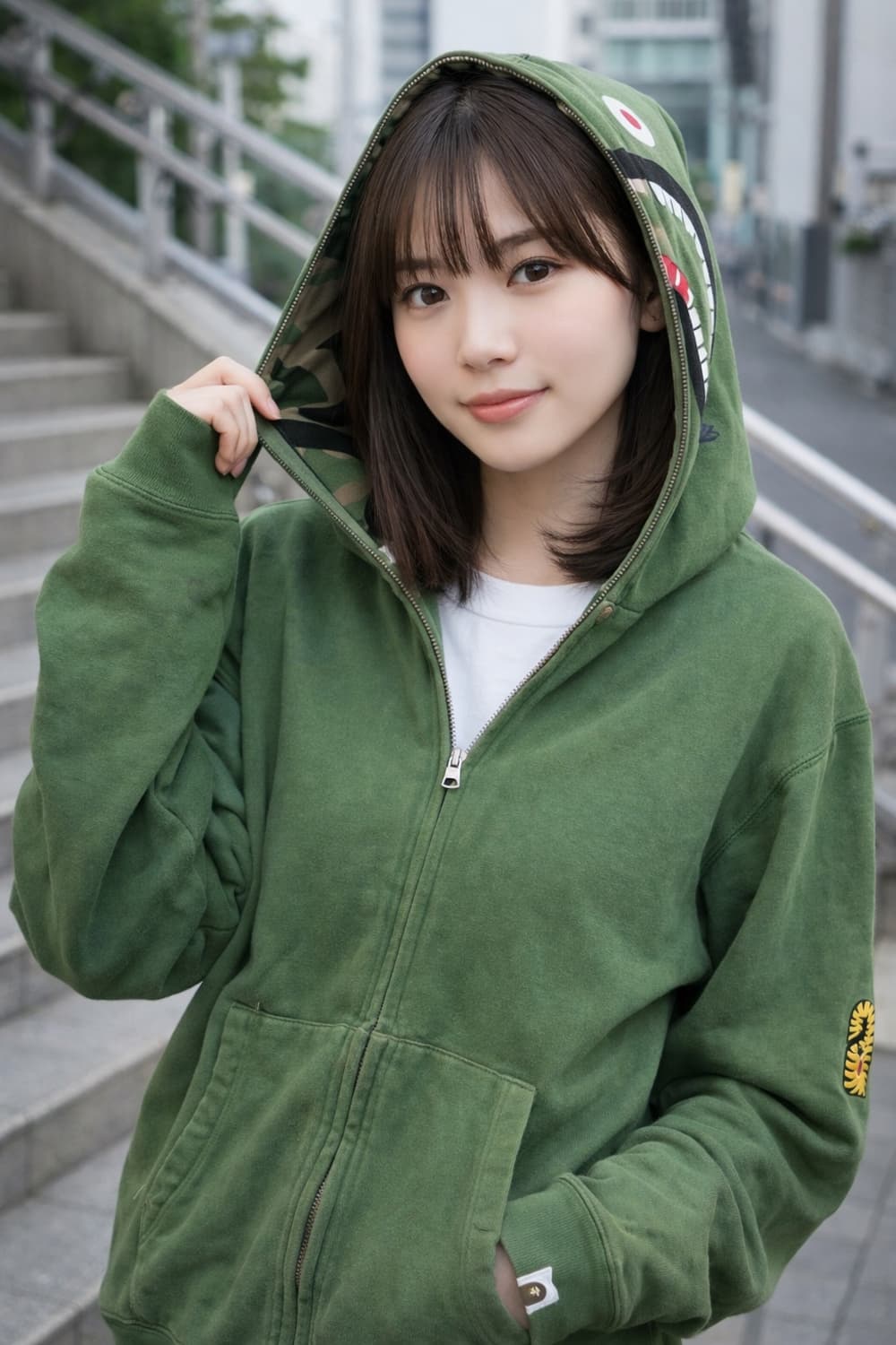 Bape 후드집업 그린 XL 상품이미지2