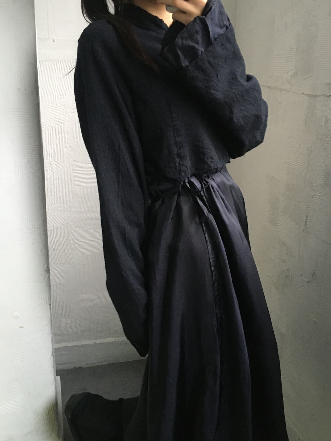 Comme des Garcons 꼼데가르송 블랙 큐프라 레이어드 롱 슬립 상품이미지1