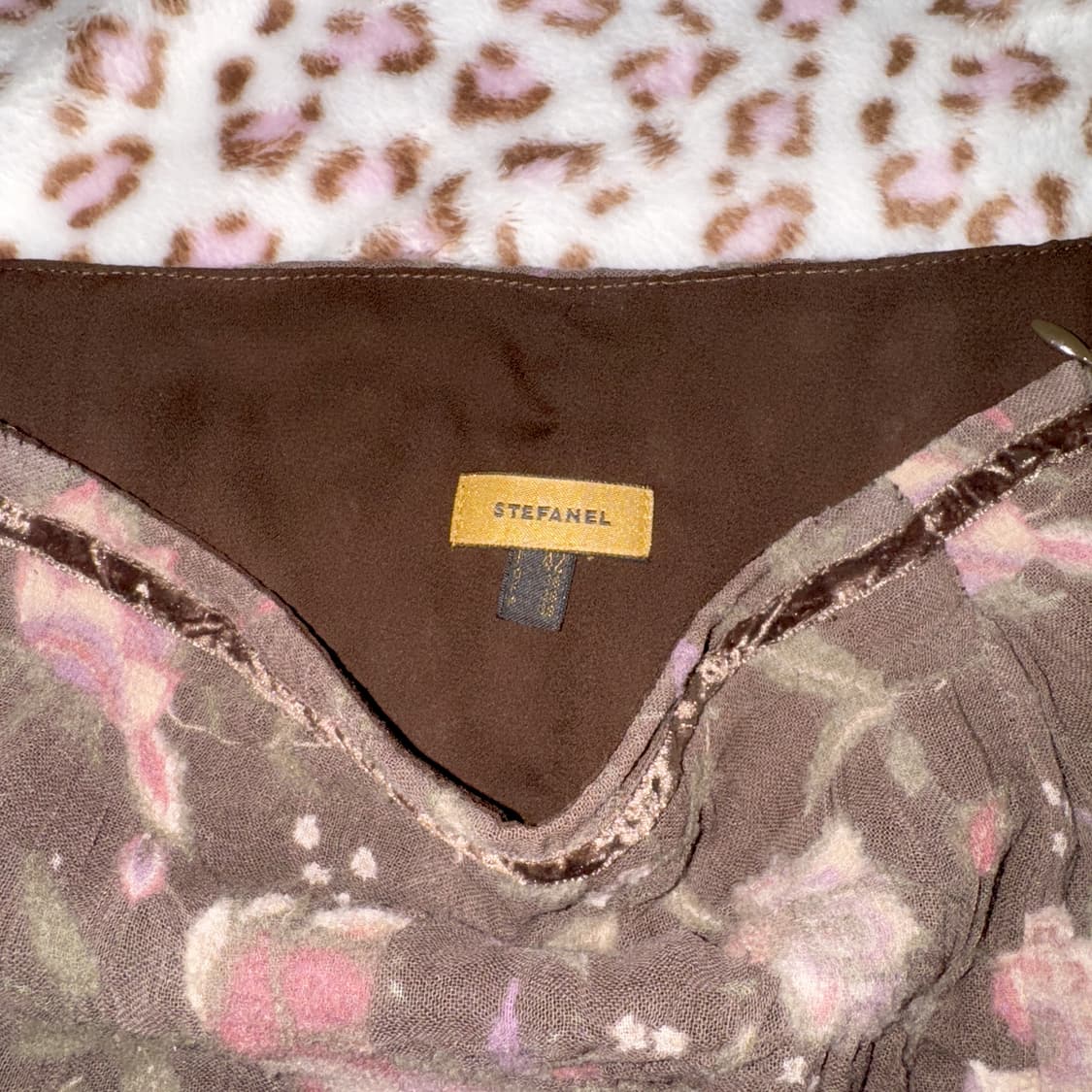 VINTAGE ⋆ ˚｡⋆୨୧˚ 브라운 플라워 갸루 스커트 히메 오네 청순 상품이미지3