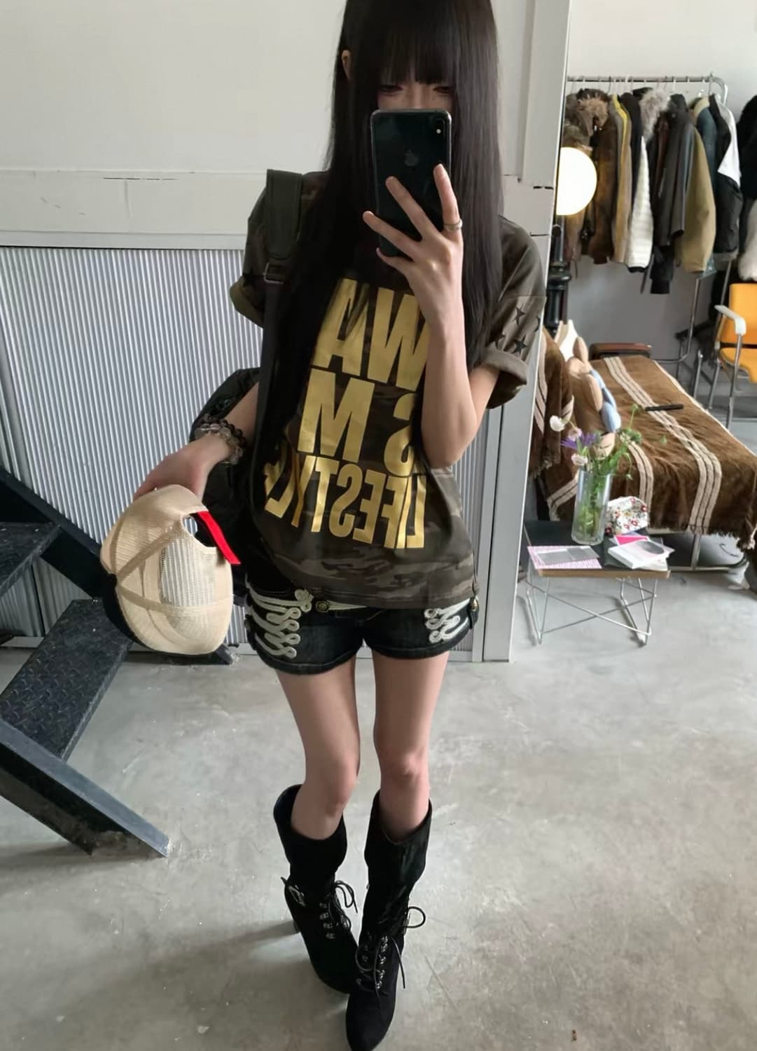 NumbAsia Gold Print Camo T-Shirt 상품이미지4