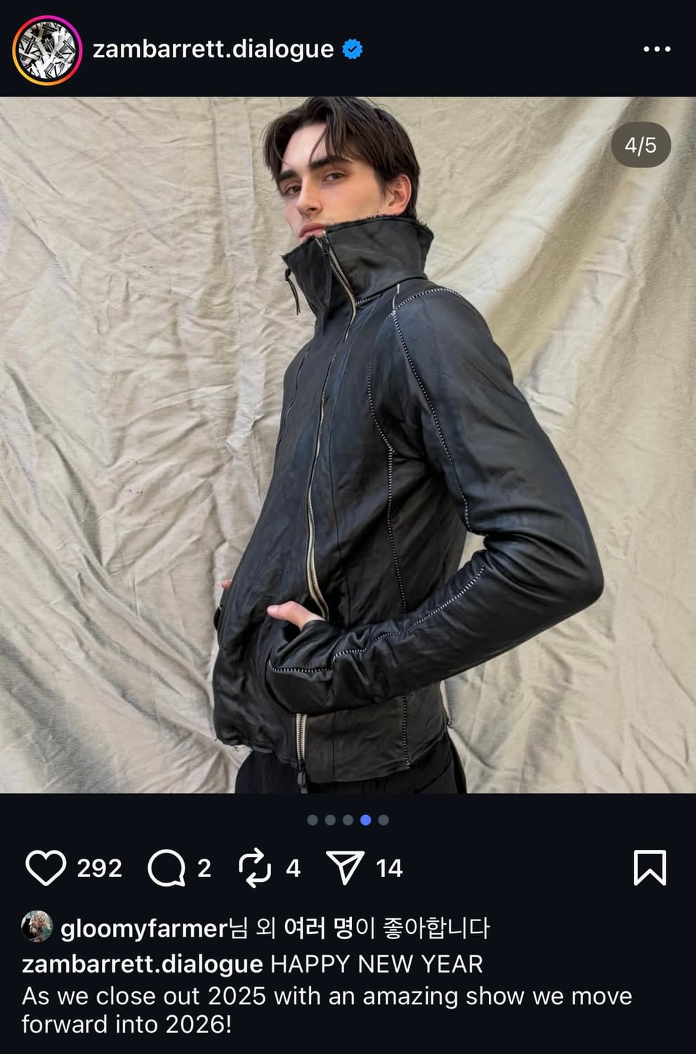 ZAM BARRETT HIGH NECK LEATHER JACKET 상품이미지2