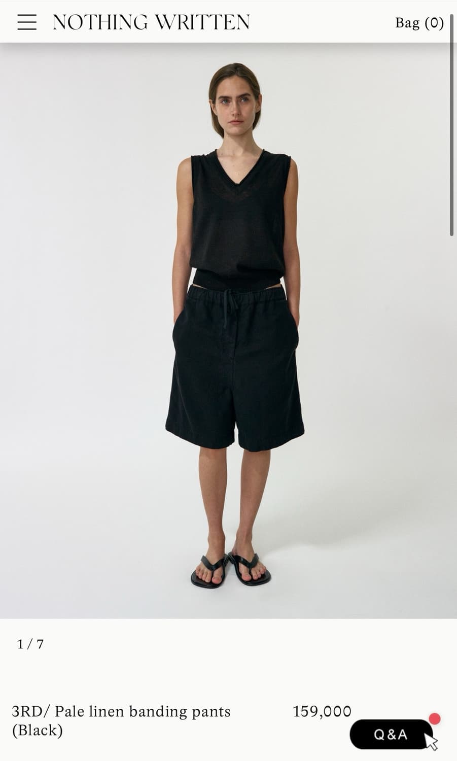 낫띵리튼 Pale linen banding pants black 상품이미지1